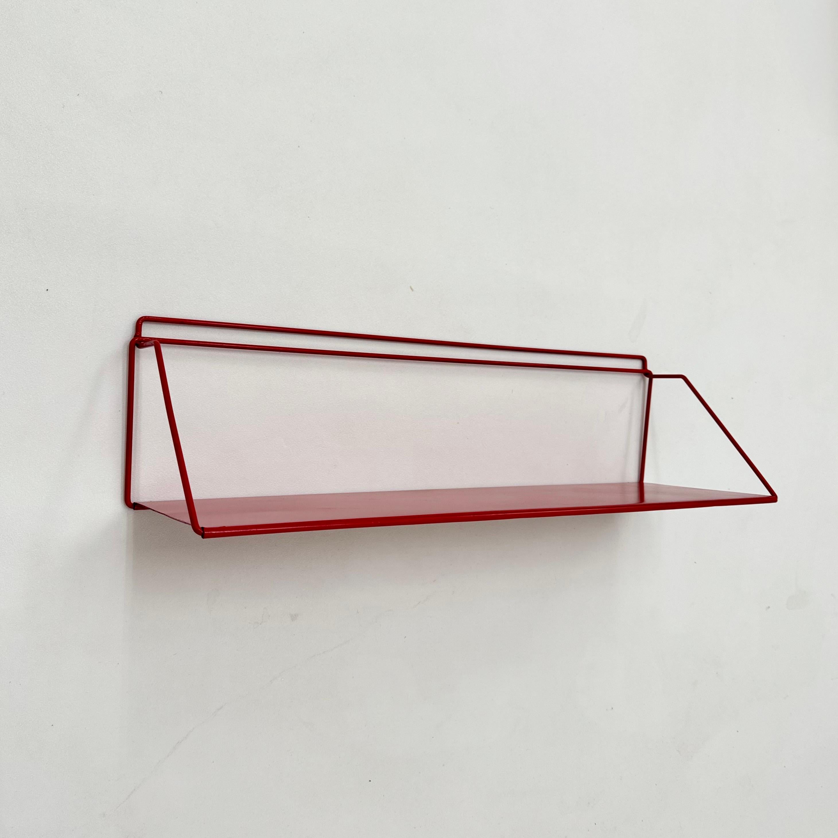 Dutch Vintage red metal wall unit book shelf , 1970s