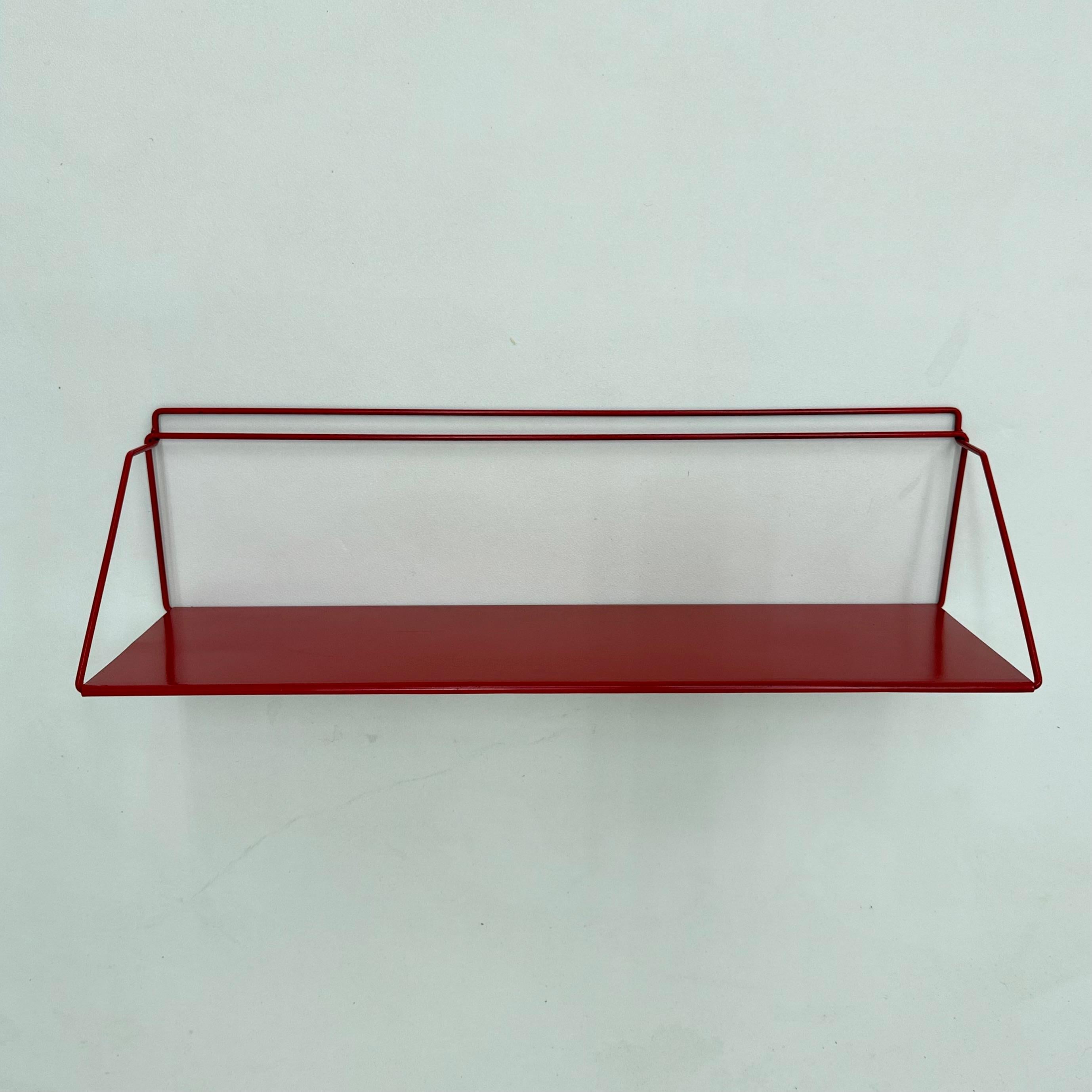 Late 20th Century Vintage red metal wall unit book shelf , 1970s