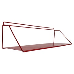 Vintage red metal wall unit book shelf , 1970s