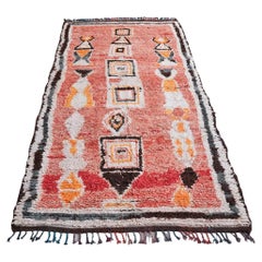 Vintage Red Middle Atlas Rug in Wool with Multicolored Pattern, Morocco, 1980's