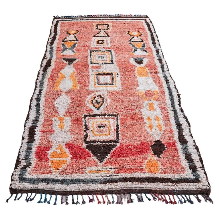 Vintage Red Middle Atlas Rug in Wool with Multicolored Pattern, Morocco ...