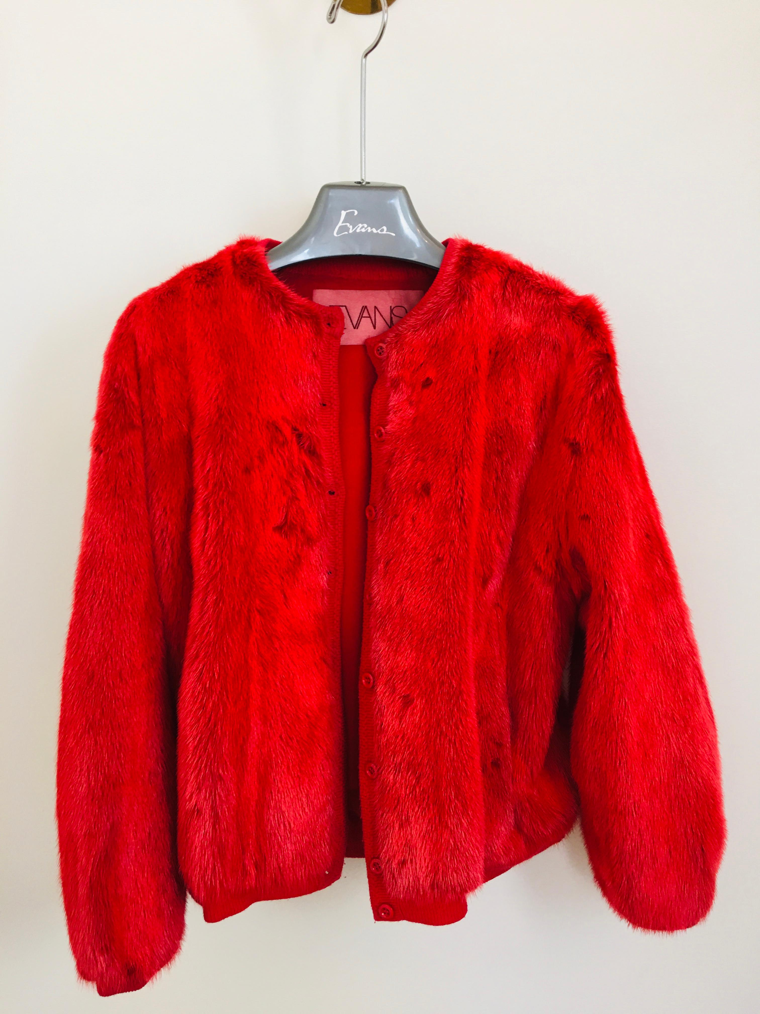Women's Vintage Red Mink Fur Bomber Style Sweater Jacket For Sale