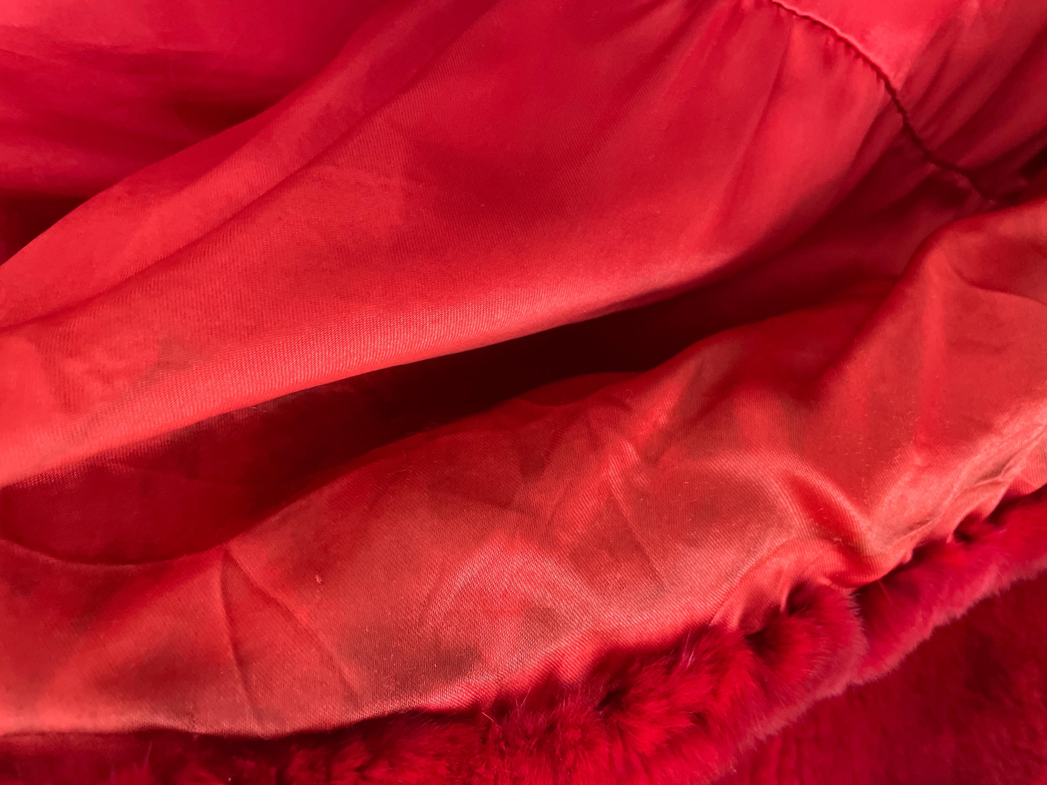 Vintage Red Mink Fur Full Length Coat For Sale 8