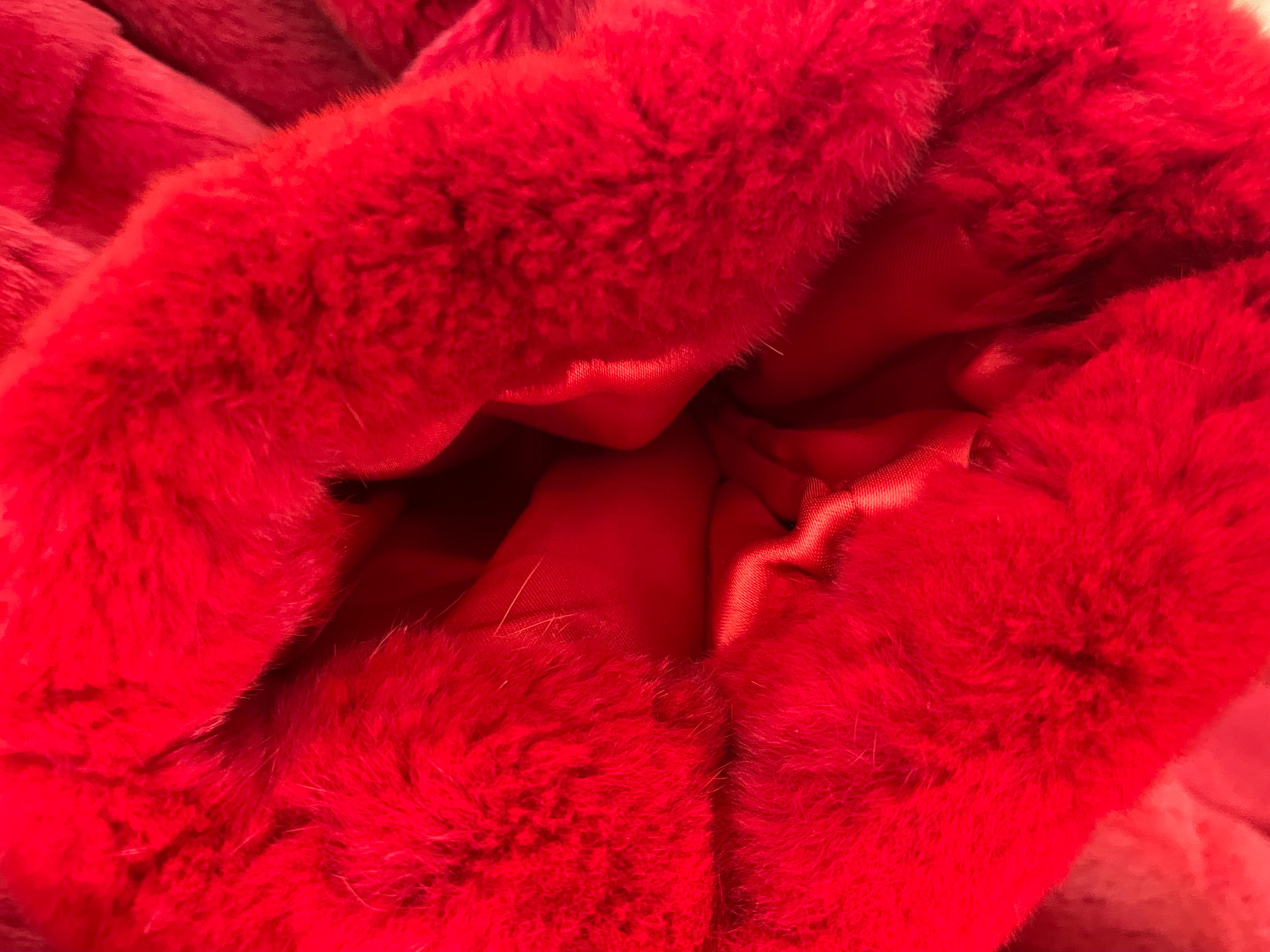 Manteau vintage long en fourrure de vison rouge, pleine longueur en vente 2