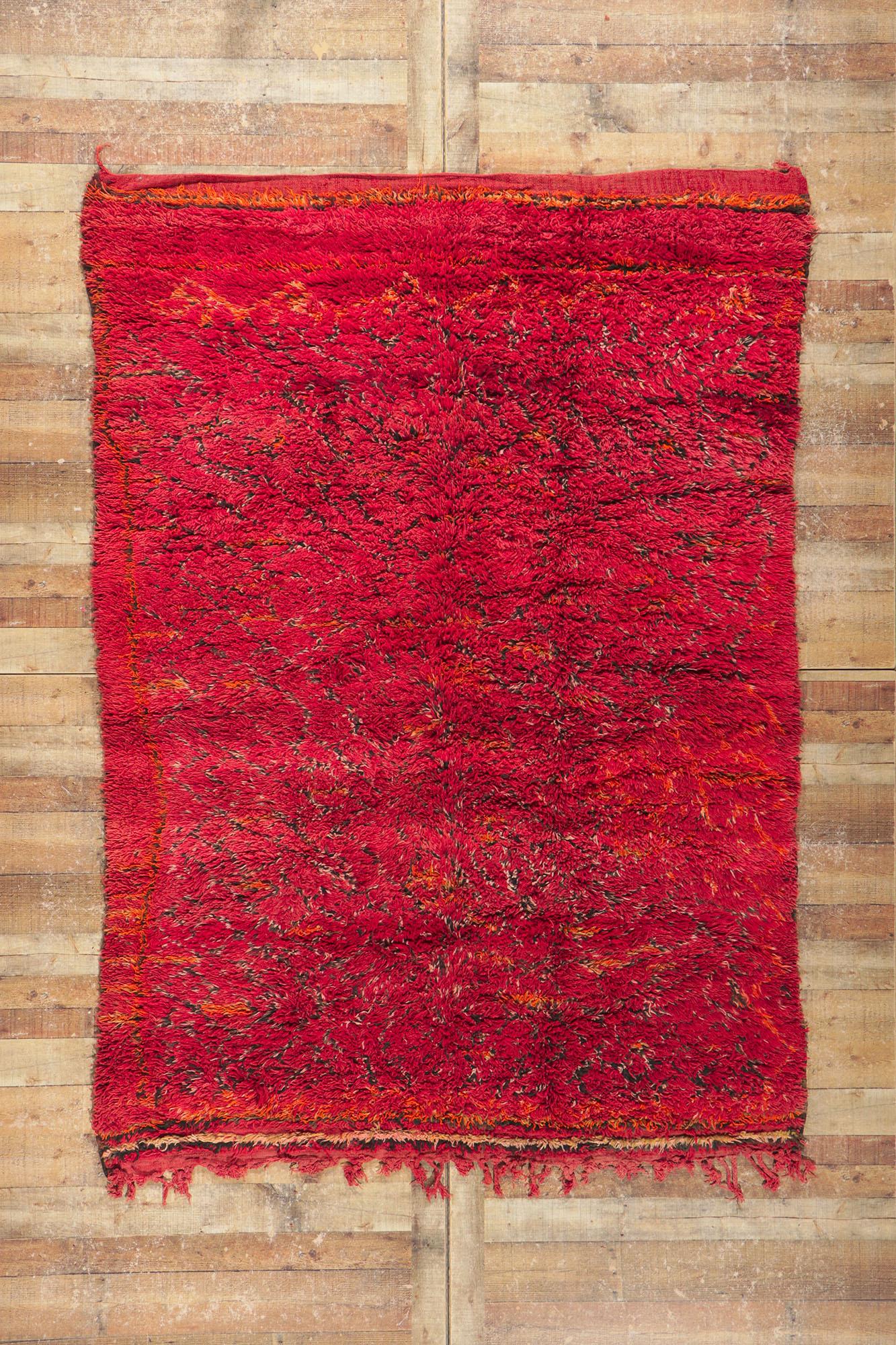 Laine Tapis Beni M'Guild marocain rouge vintage en vente