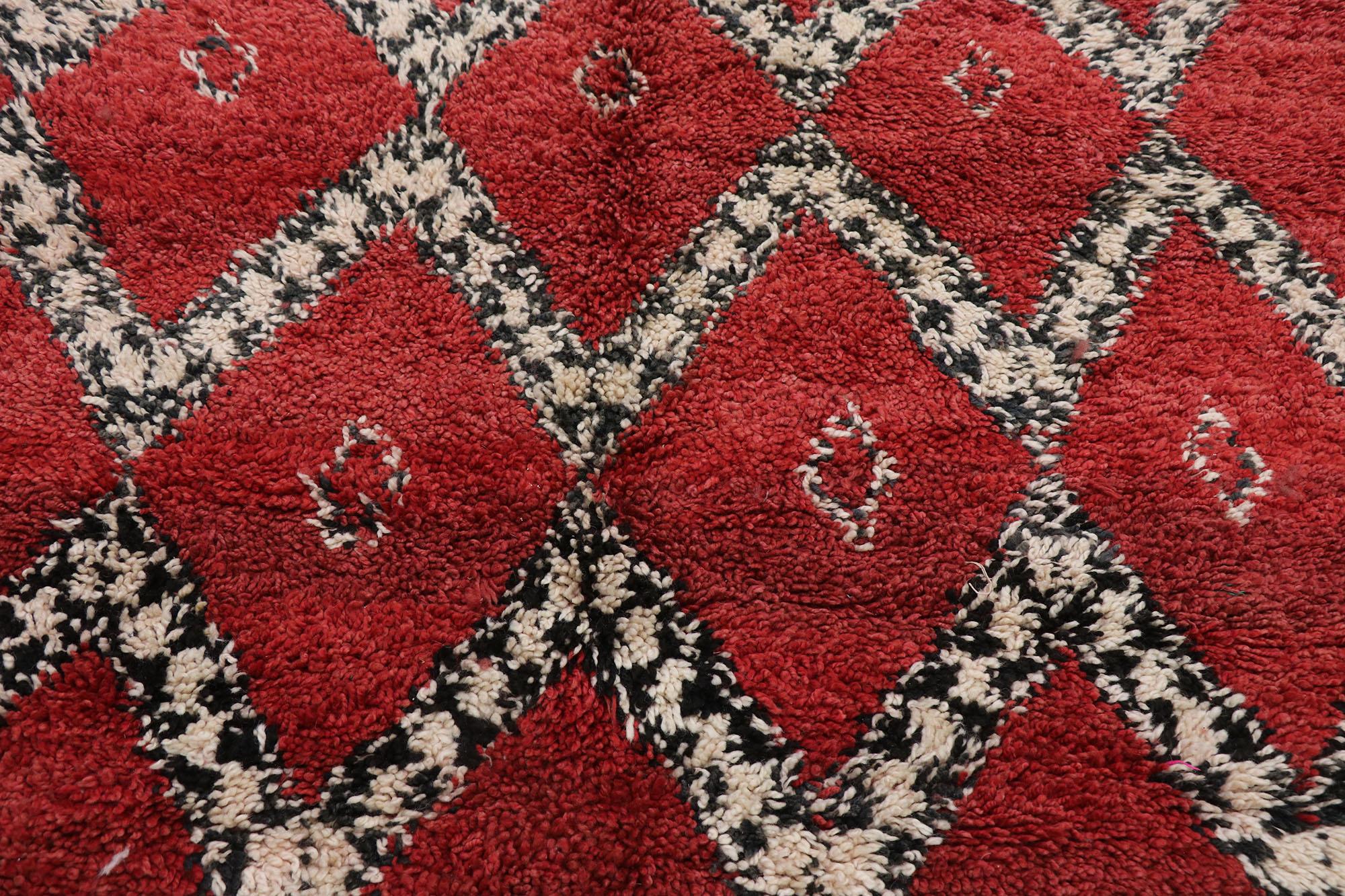 Hand-Knotted Vintage Moroccan Beni Ourain Rug, Midcentury Meets Boho Chic For Sale