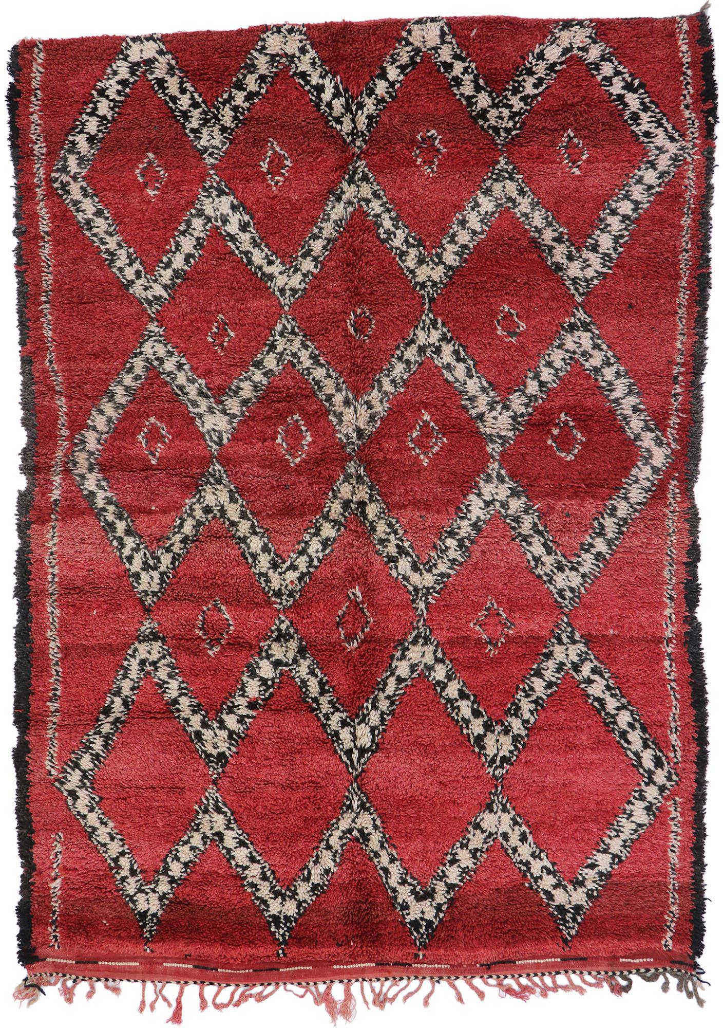 Marokkanischer Beni Ourain-Teppich im Vintage-Stil, Midcentury Meets Boho Chic im Angebot 2
