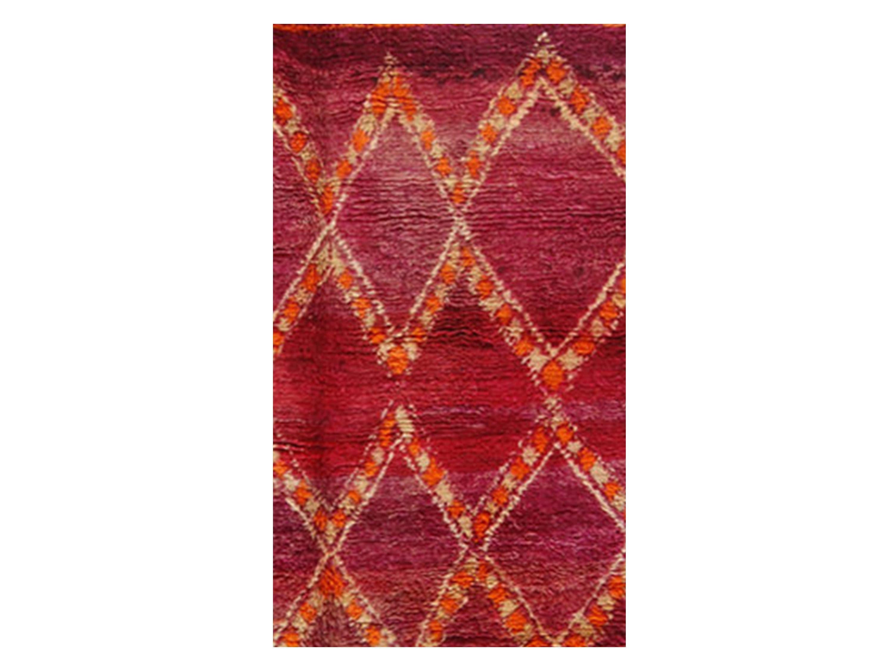 Hand-Woven Vintage Red Moroccan Berber Rug, Aksil For Sale