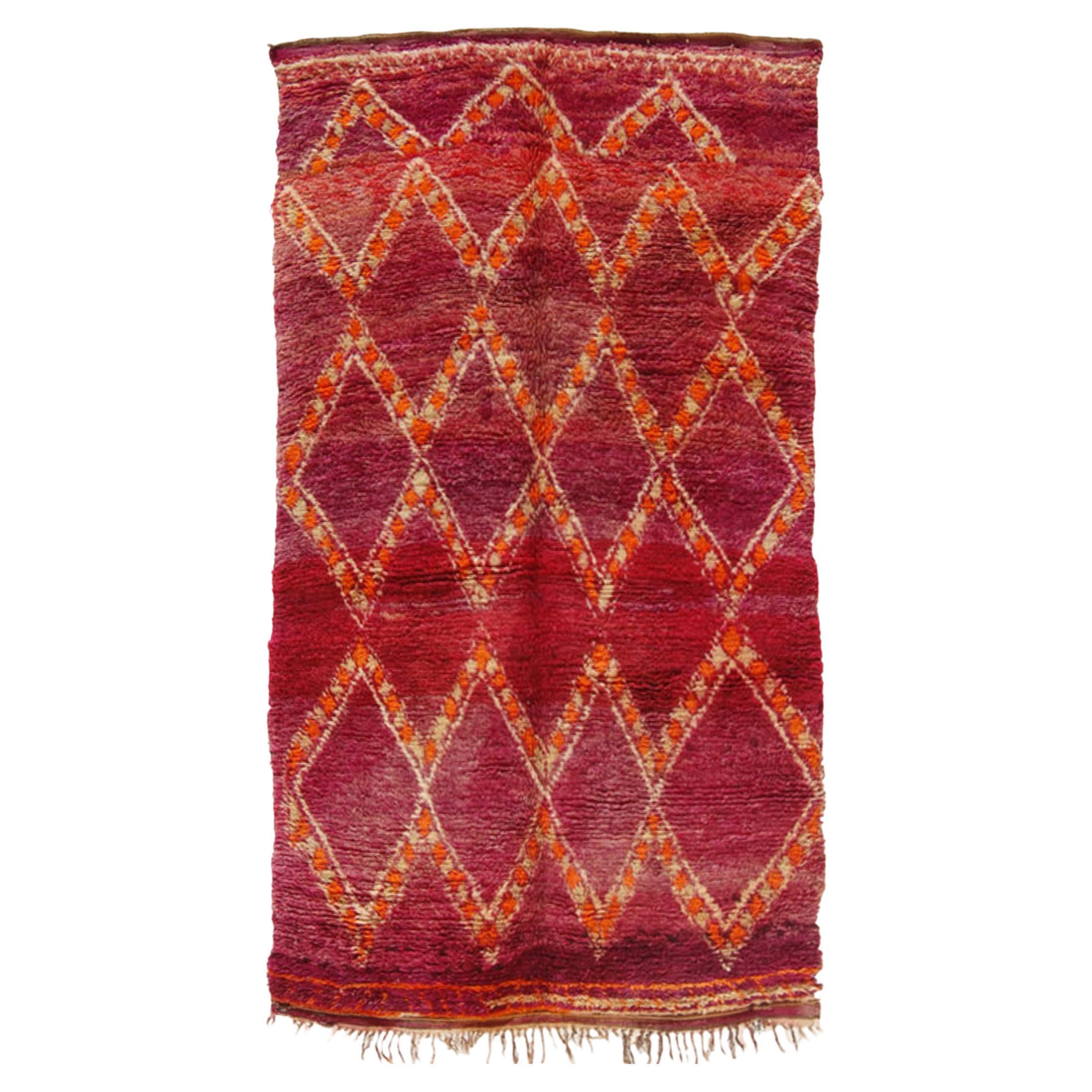 Vintage Red Moroccan Berber Rug, Aksil For Sale