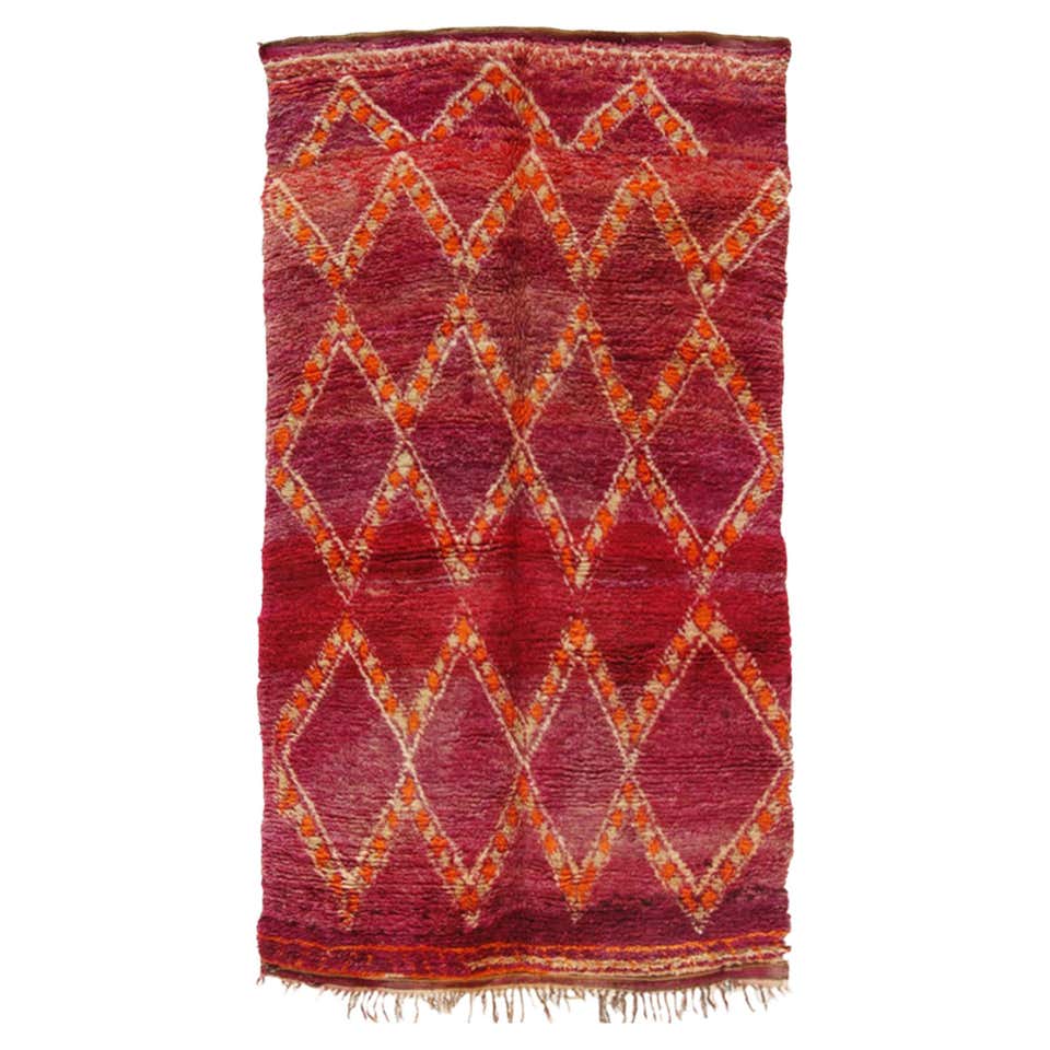 Red Moroccan Berber Rug For Sale at 1stDibs