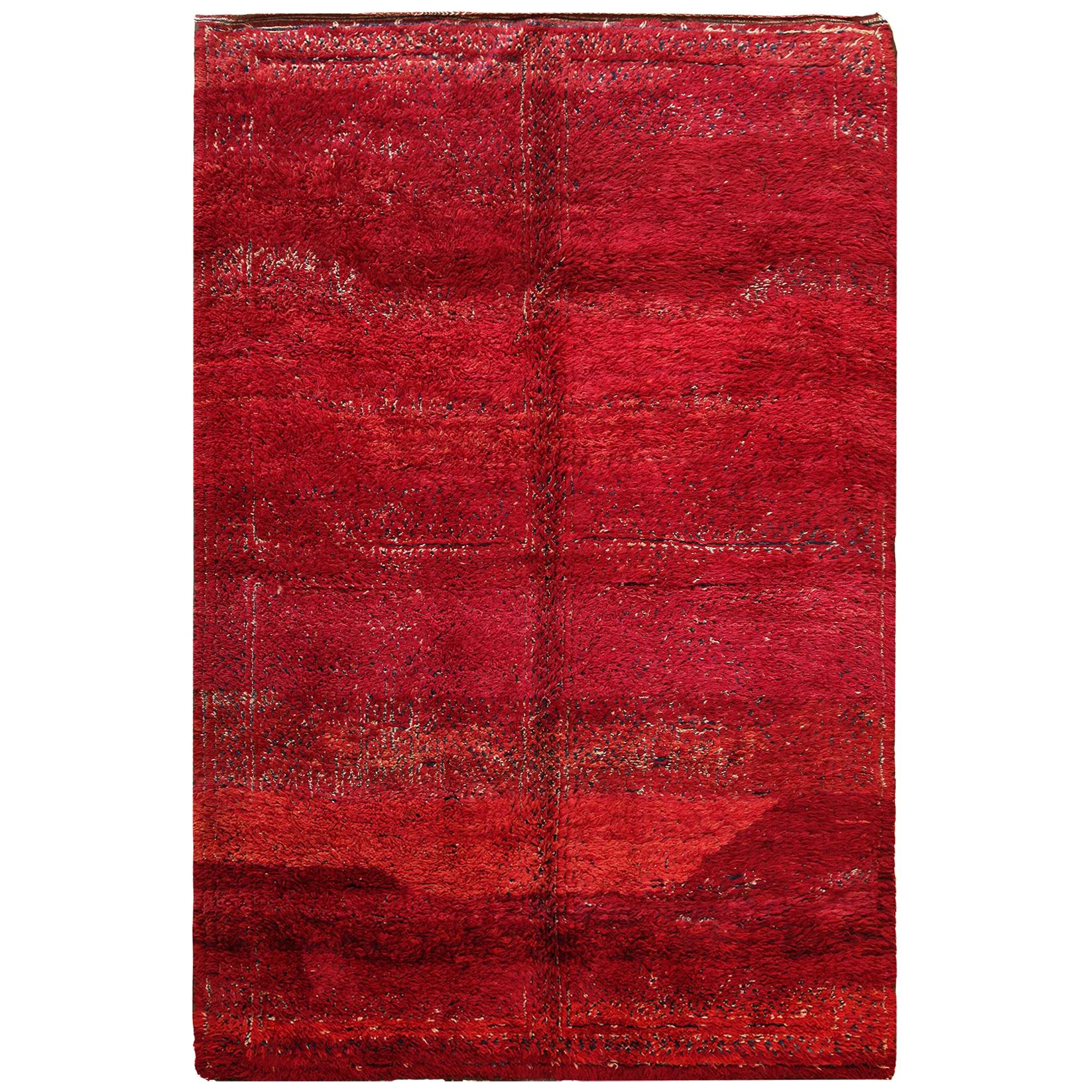 Vintage Red Moroccan Rug. 5 ft 7 in x 10 ft 10 in For Sale