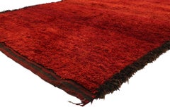 Vintage Red Moroccan Rug, Berber Shag Rug with Retro Modern Style