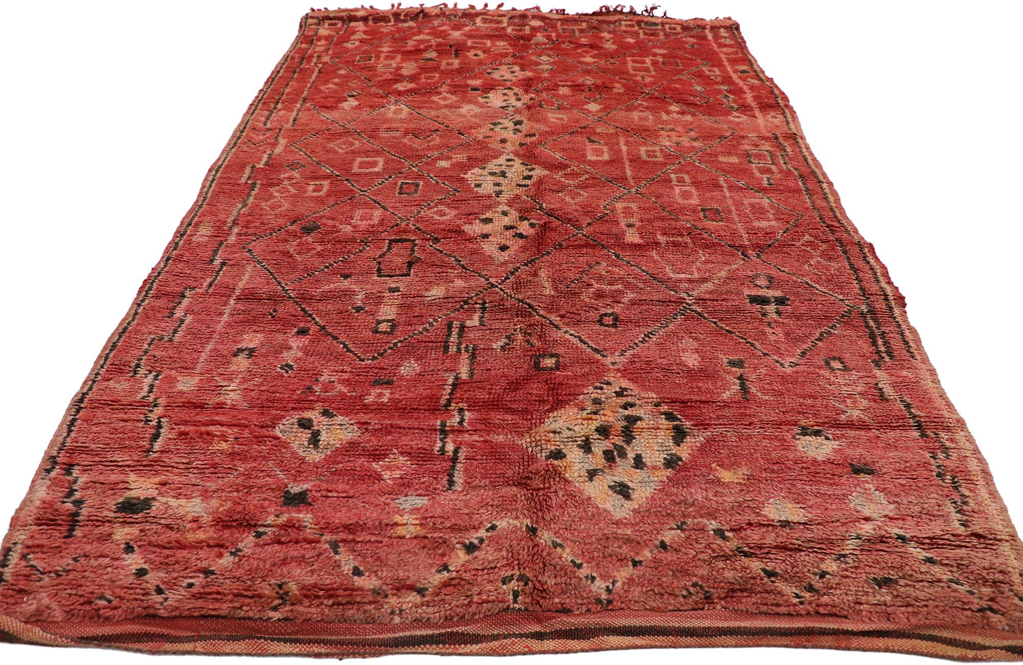 Bohemian Vintage Red Boujad Moroccan Rug by Berber Tribes of Morocco For Sale