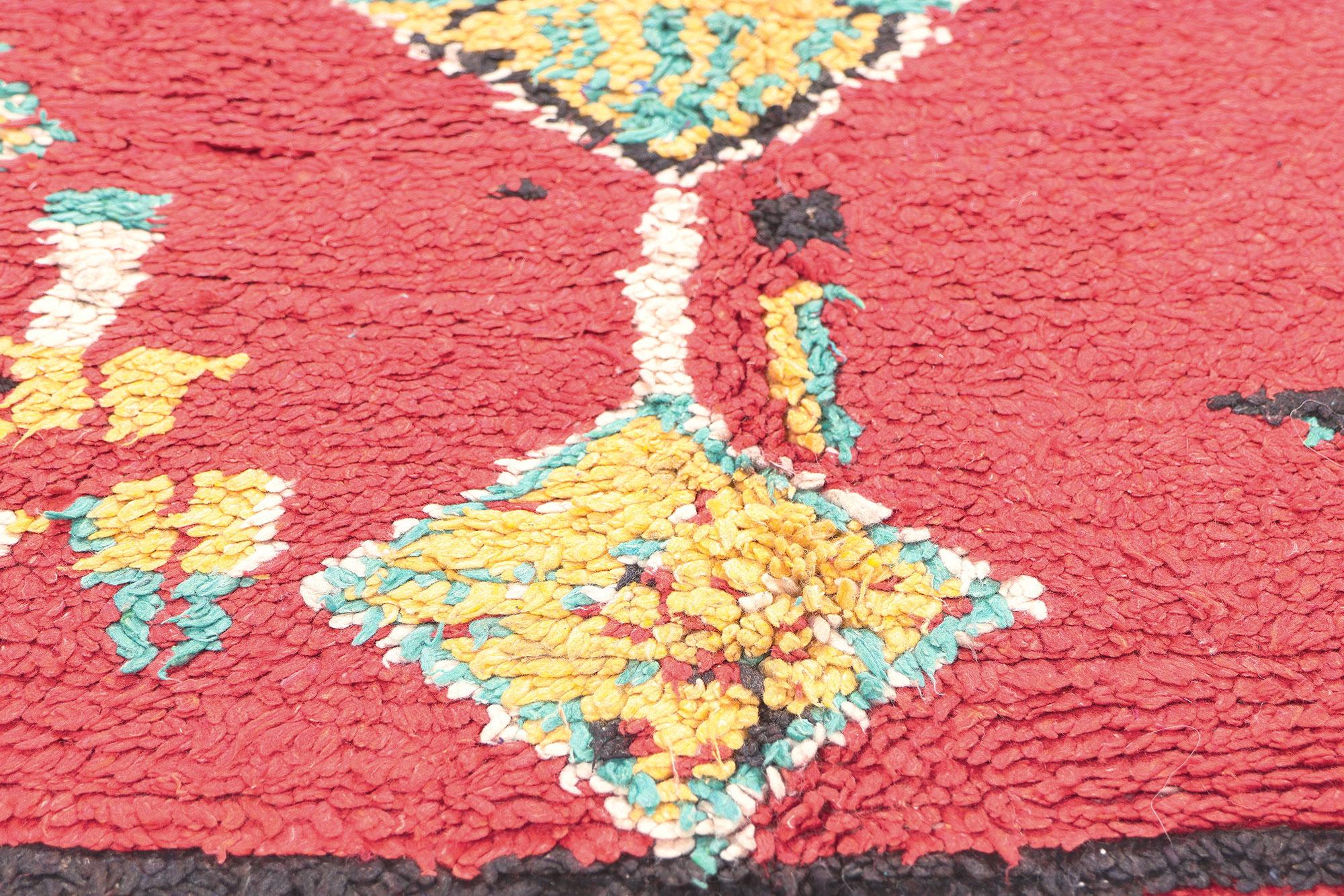Hand-Knotted Vintage Red Moroccan Rug by Berber Tribes of Morocco For Sale
