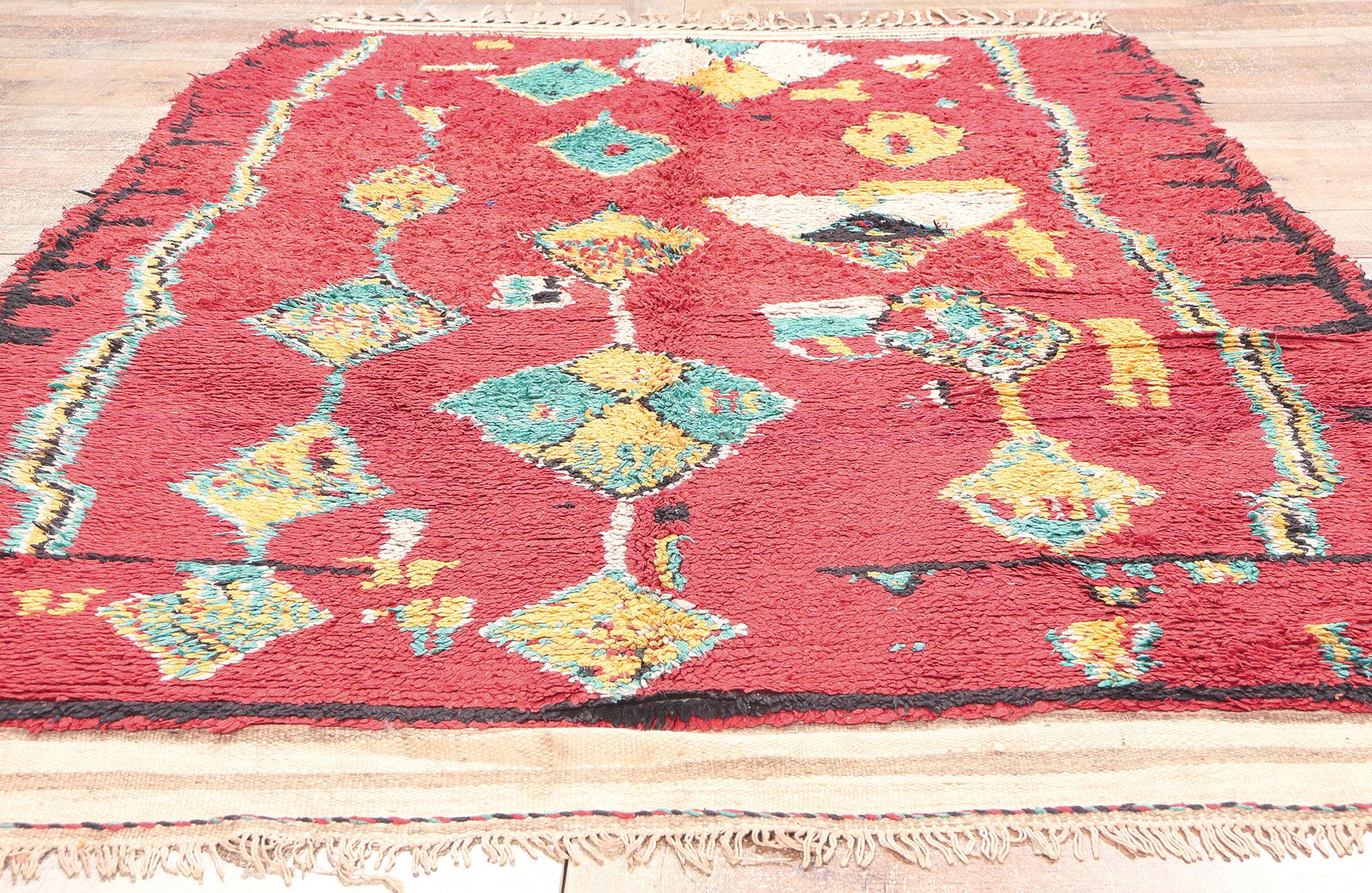 Wool Vintage Red Moroccan Rug by Berber Tribes of Morocco For Sale