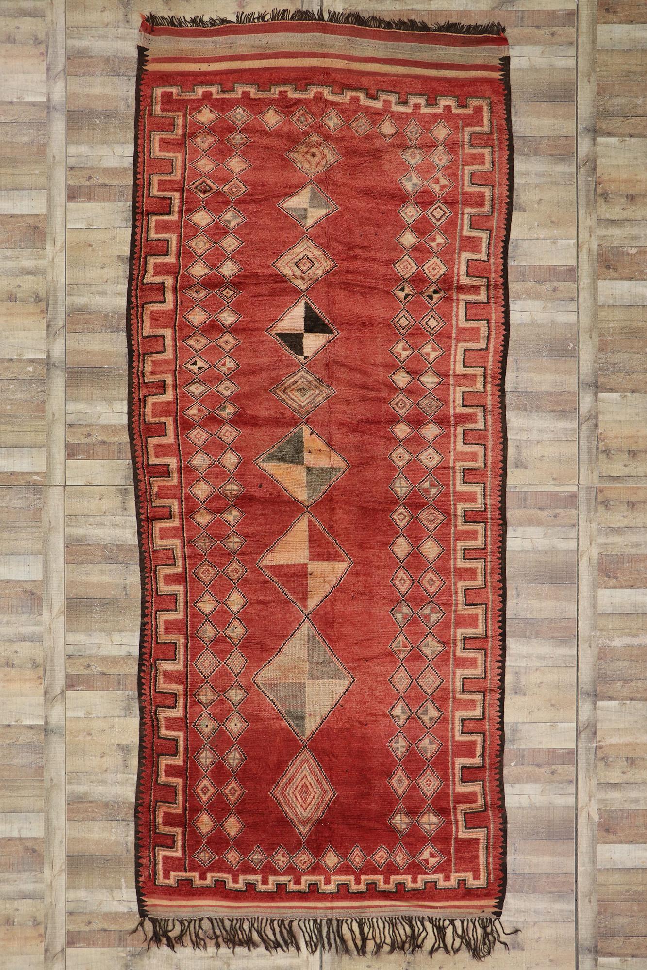 Vintage Red Taznakht Moroccan Rug by Berber Tribes of Morocco For Sale 2