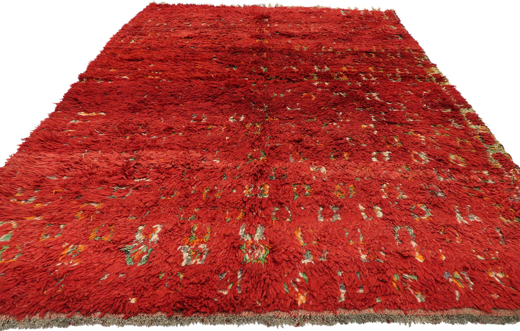 Vintage Red Moroccan Rug with Expressionist Style Inspired by Robert Delaunay In Good Condition For Sale In Dallas, TX