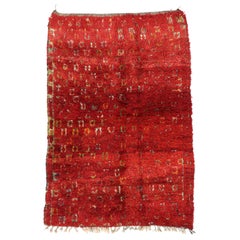 Roter marokkanischer Vintage-Teppich im expressionistischen Stil, inspiriert von Robert Delaunay