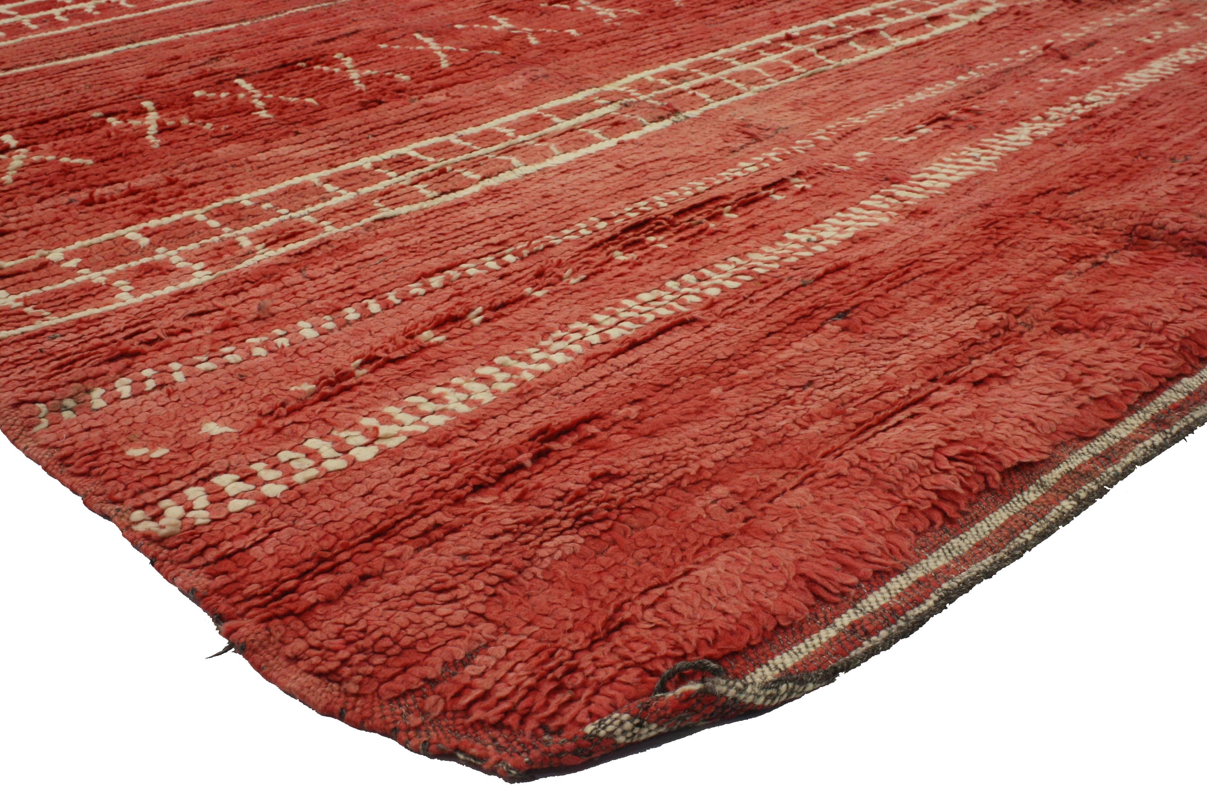 Hand-Knotted Vintage Red Moroccan Rug with Tribal Style, Berber Moroccan Rug