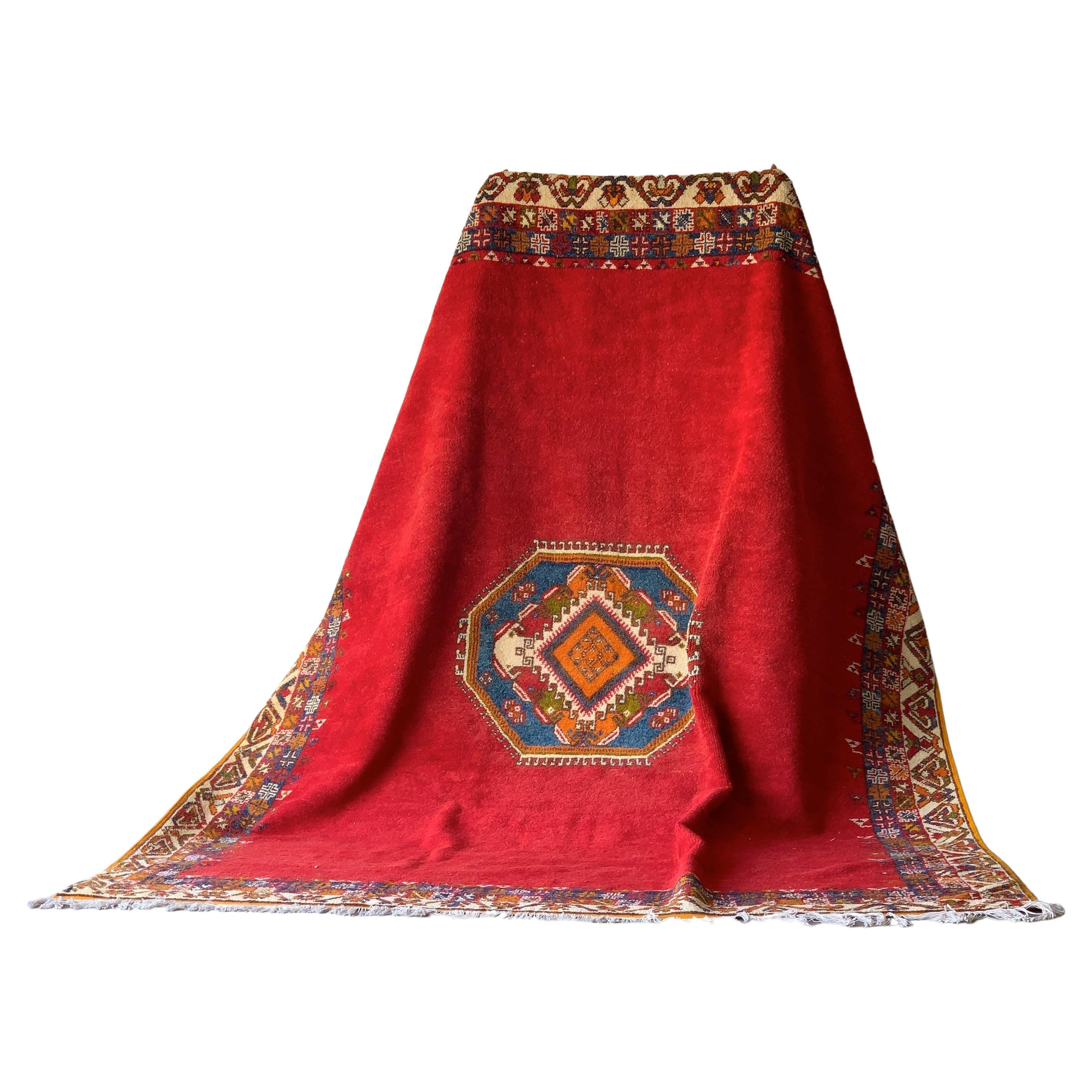 Tapis Berbère Marocain Vintage Rouge Unique - 6.5x11 Ft - Fait Main Laine - Boho