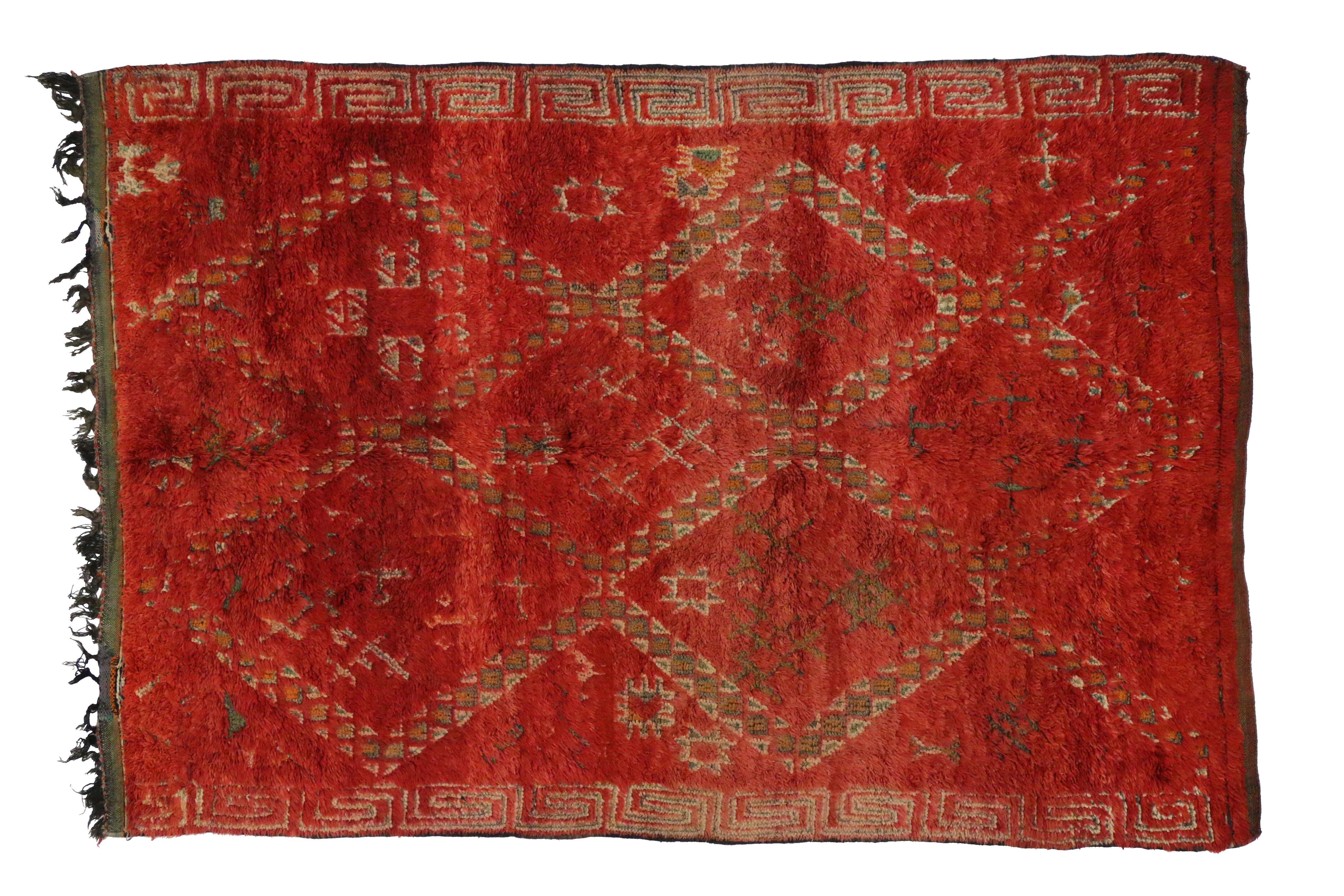 Tribal Vintage Red Moroccan Zayane Rug, Berber Moroccan Beni M'Guild Carpet