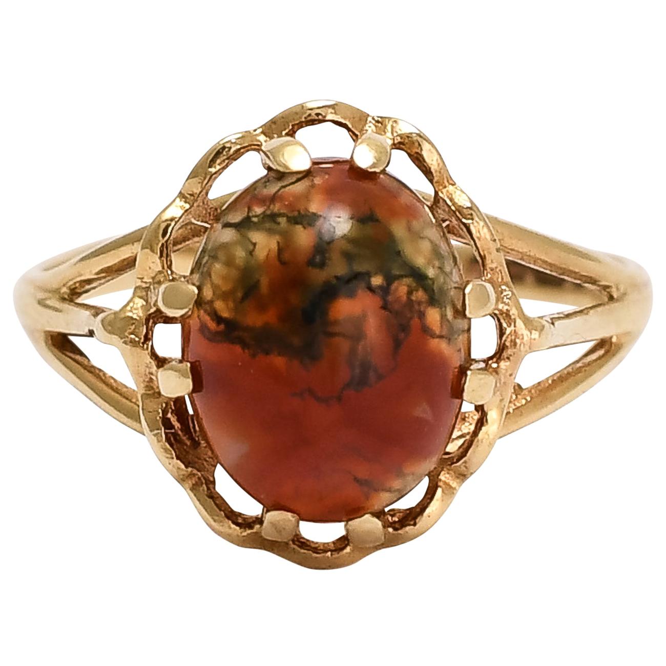 Vintage Red Moss Agate Ring