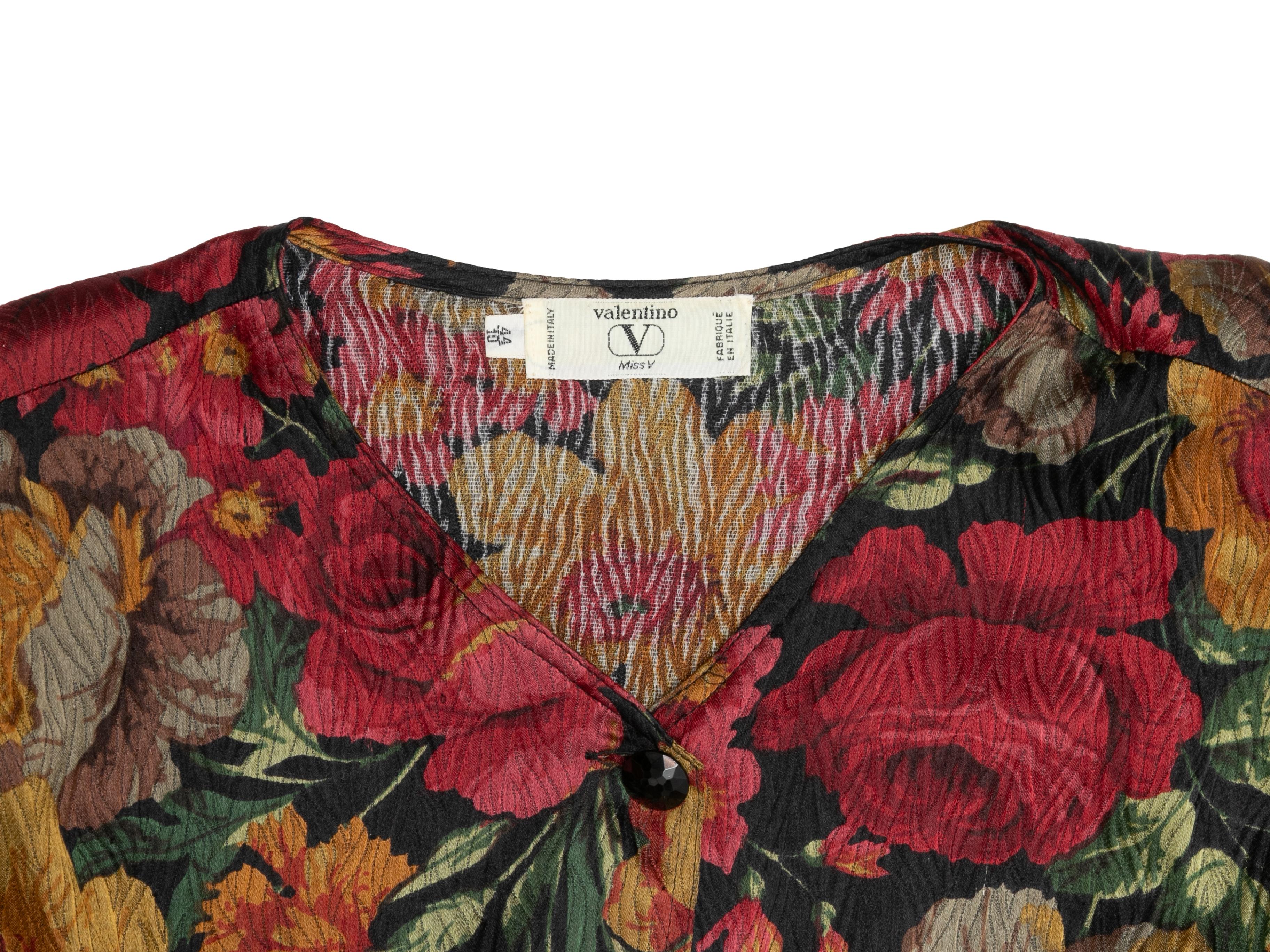 Women's Vintage Red & Multicolor Valentino Miss V Silk Top Size IT 44 For Sale