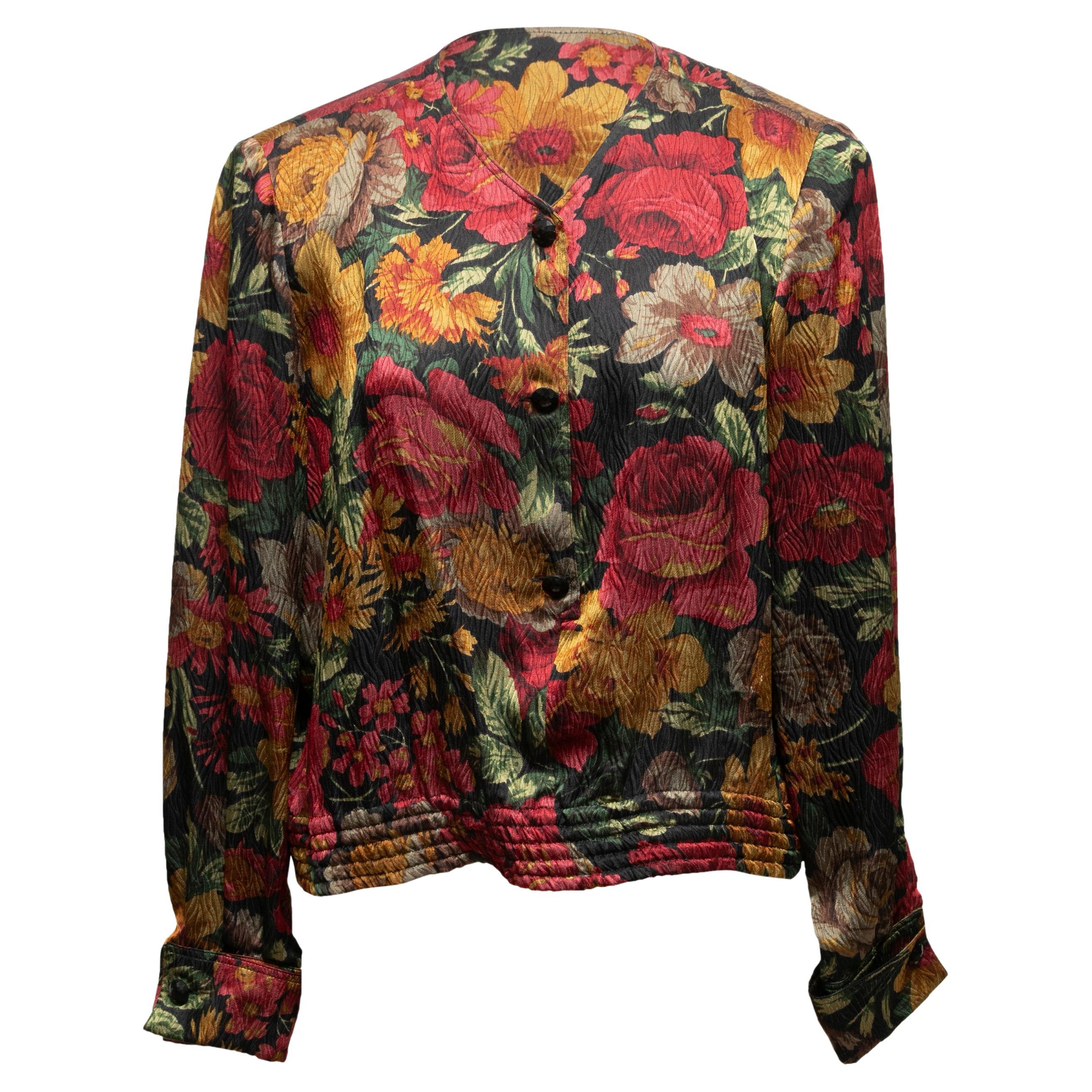 Vintage Red & Multicolor Valentino Miss V Silk Top Size IT 44 For Sale