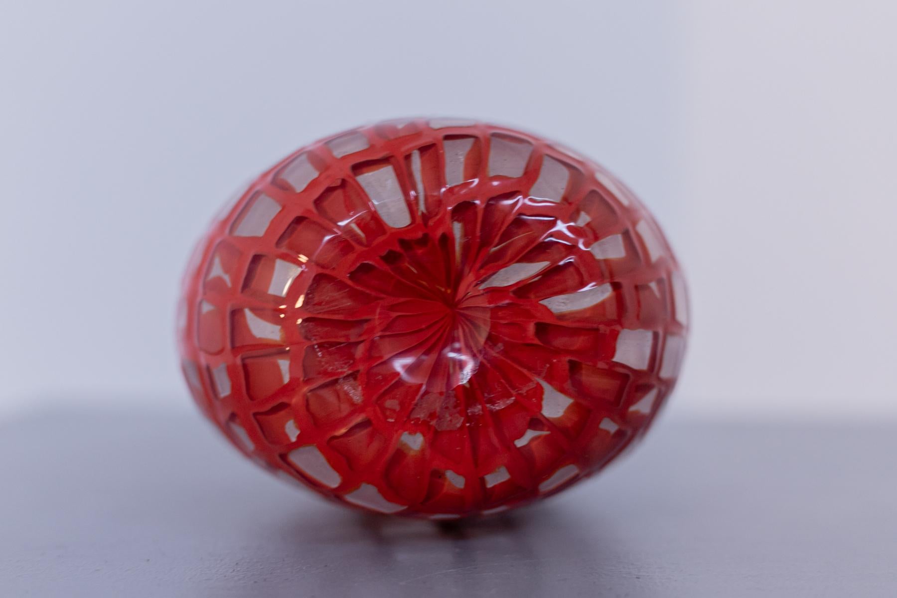 Italian Vintage Red Murano Glass Vase by Tobia Scarpa for Venini, 1960
