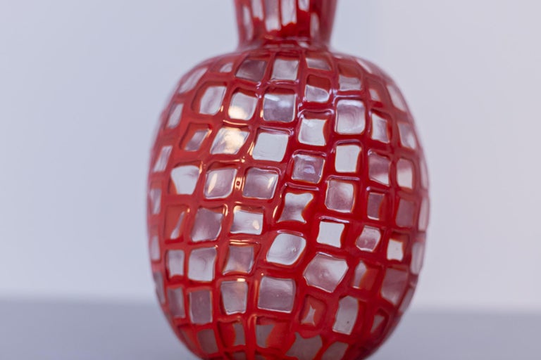 Vintage Red Murano Glass Vase by Tobia Scarpa for Venini, 1960 In Good Condition For Sale In Milano, IT
