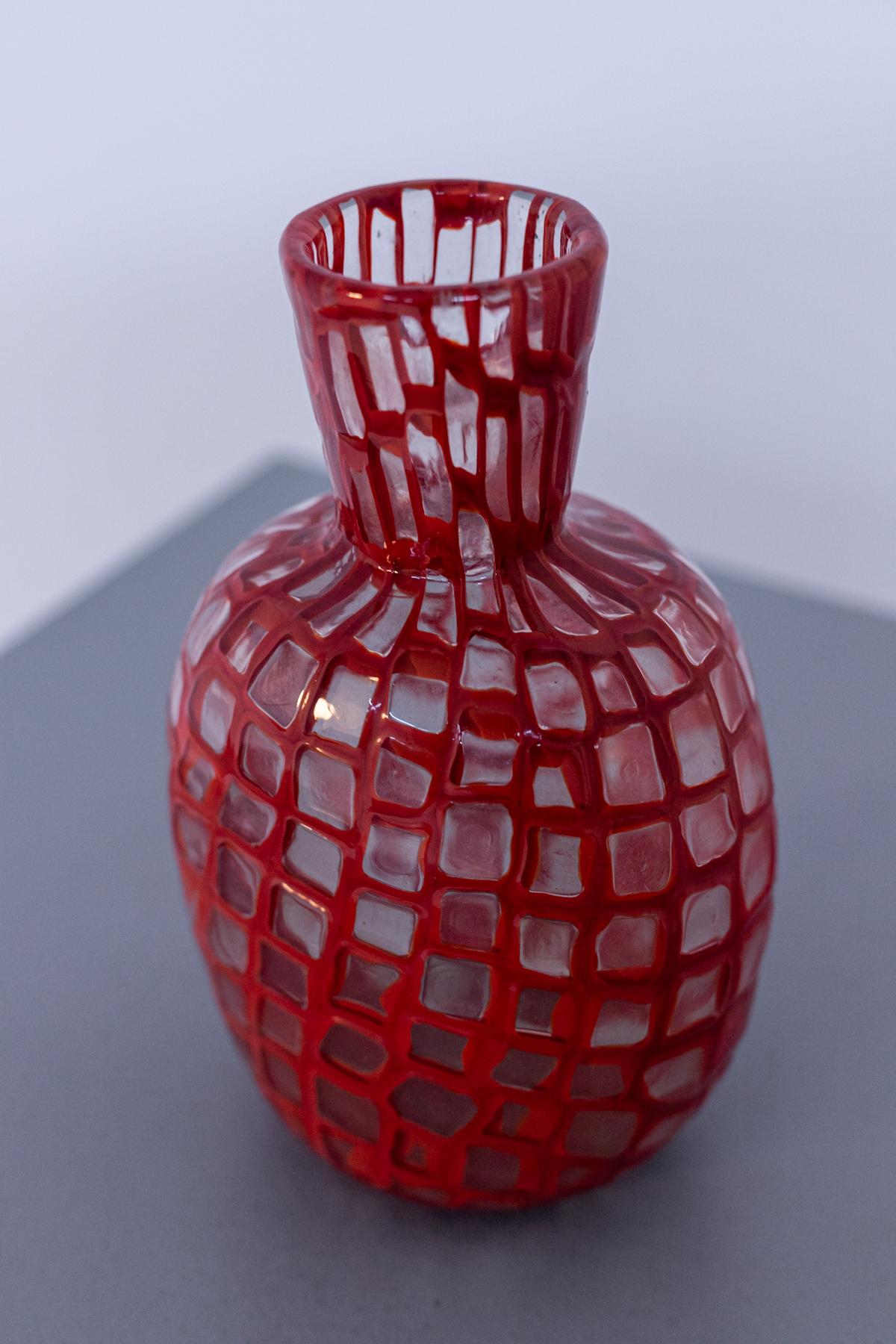 Mid-20th Century Vintage Red Murano Glass Vase by Tobia Scarpa for Venini, 1960