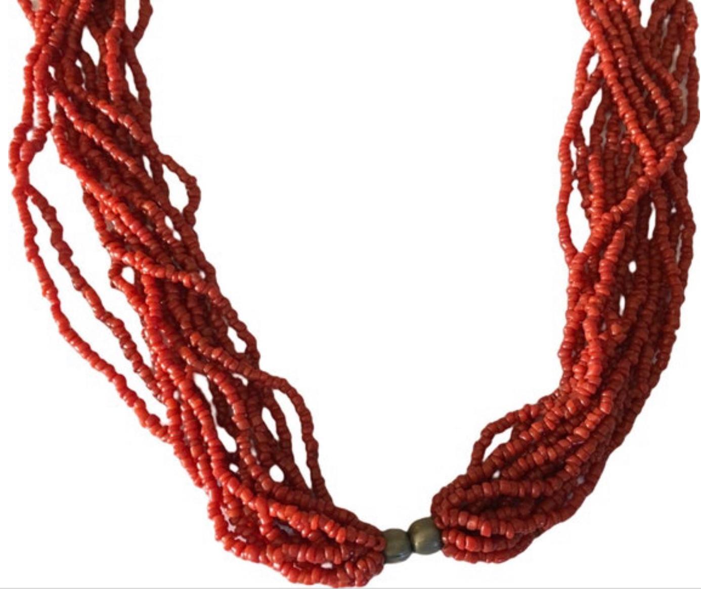 red coral multi strand necklace