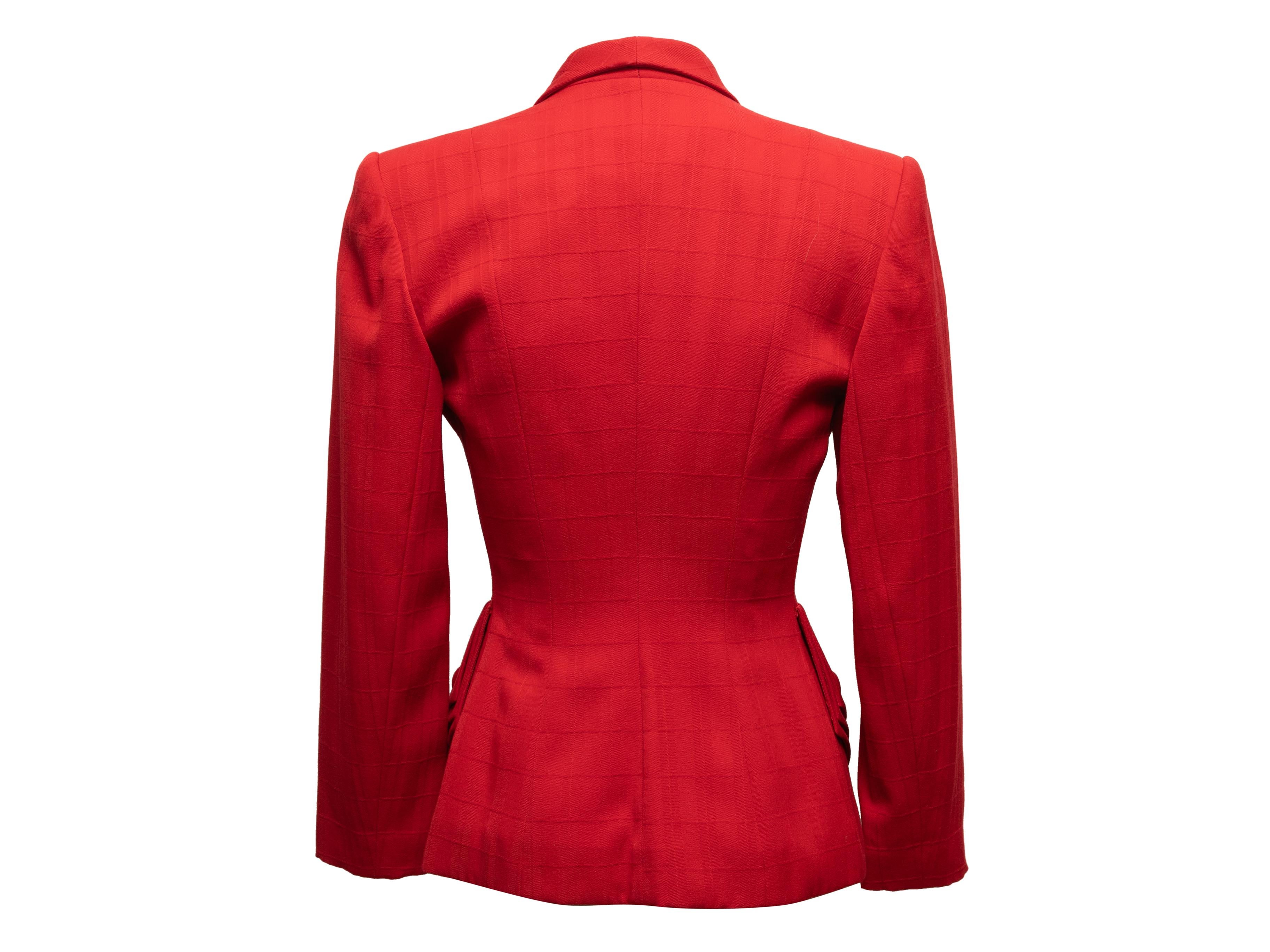 Vintage Red Norma Kamali 1980s Silk Blazer Size US XS For Sale 1