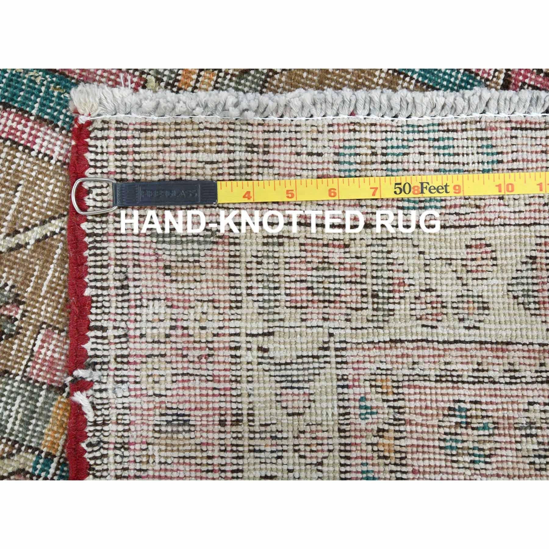 Handgeknüpfter Vintage-Läufer aus Wolle, rot, Nordwest Persisch, getragen, Daunen, 3'10