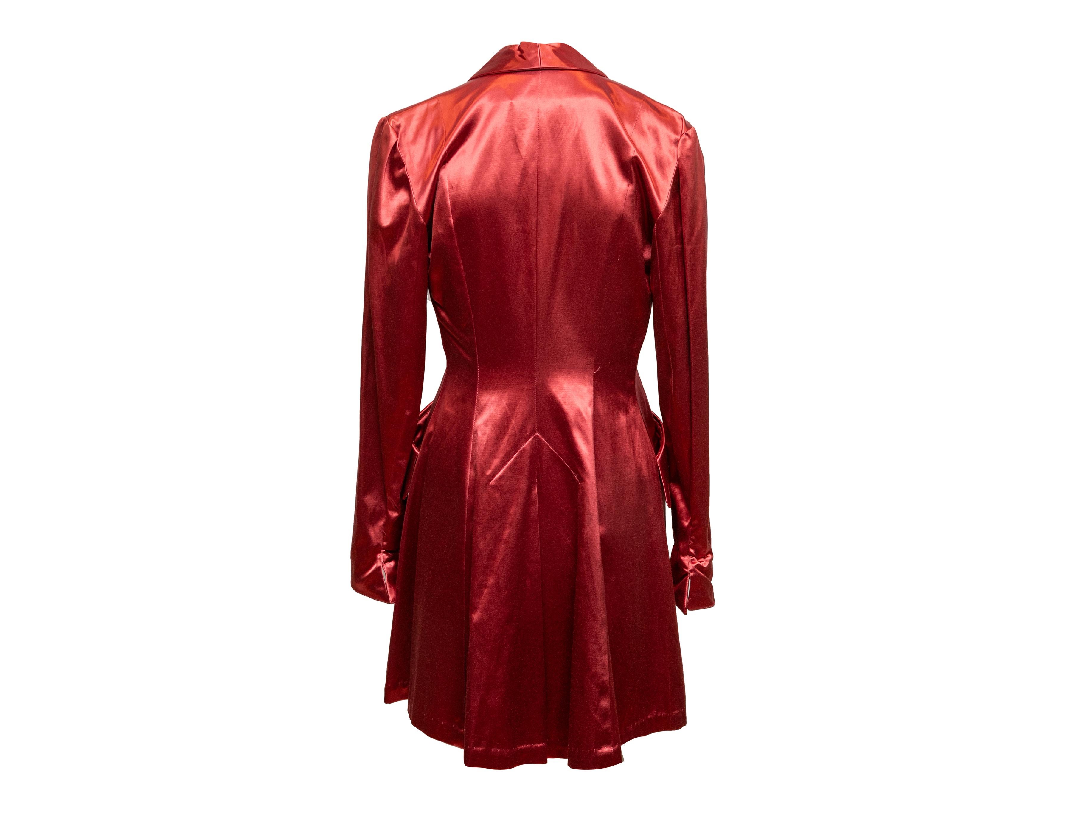Vintage Red Omo Norma Kamali Satin Jacket Size US S In Good Condition For Sale In New York, NY