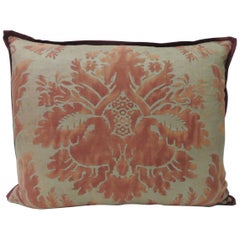 Vintage Red on Silvery Gold Fortuny "Glicine" Decorative Pillow