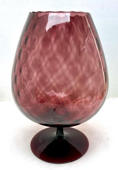 Vintage Red Opalescent Italian Opaline Vase on Foot from Florence, 1960s