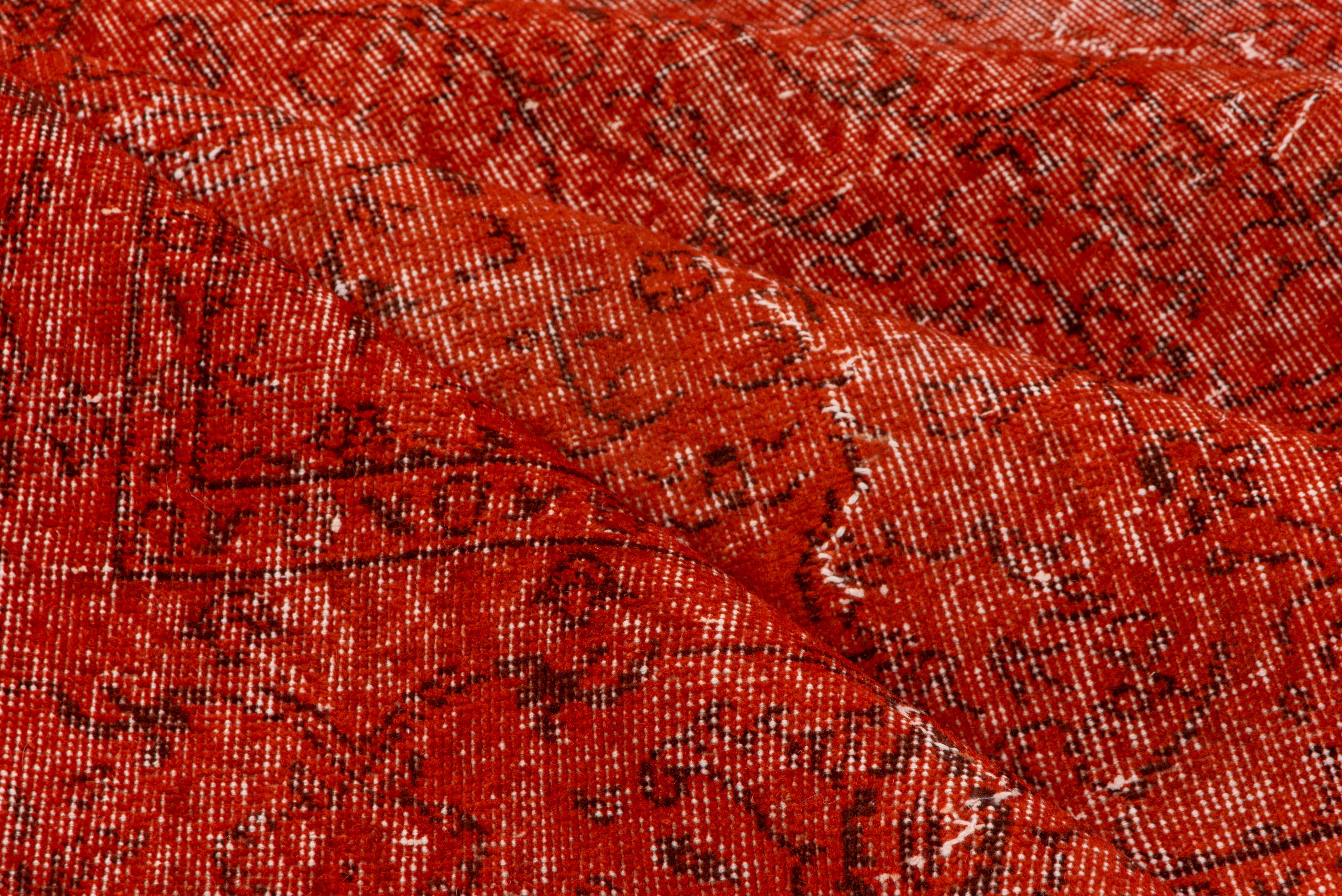 Hand-Knotted Vintage Red Overdyed Carpet For Sale