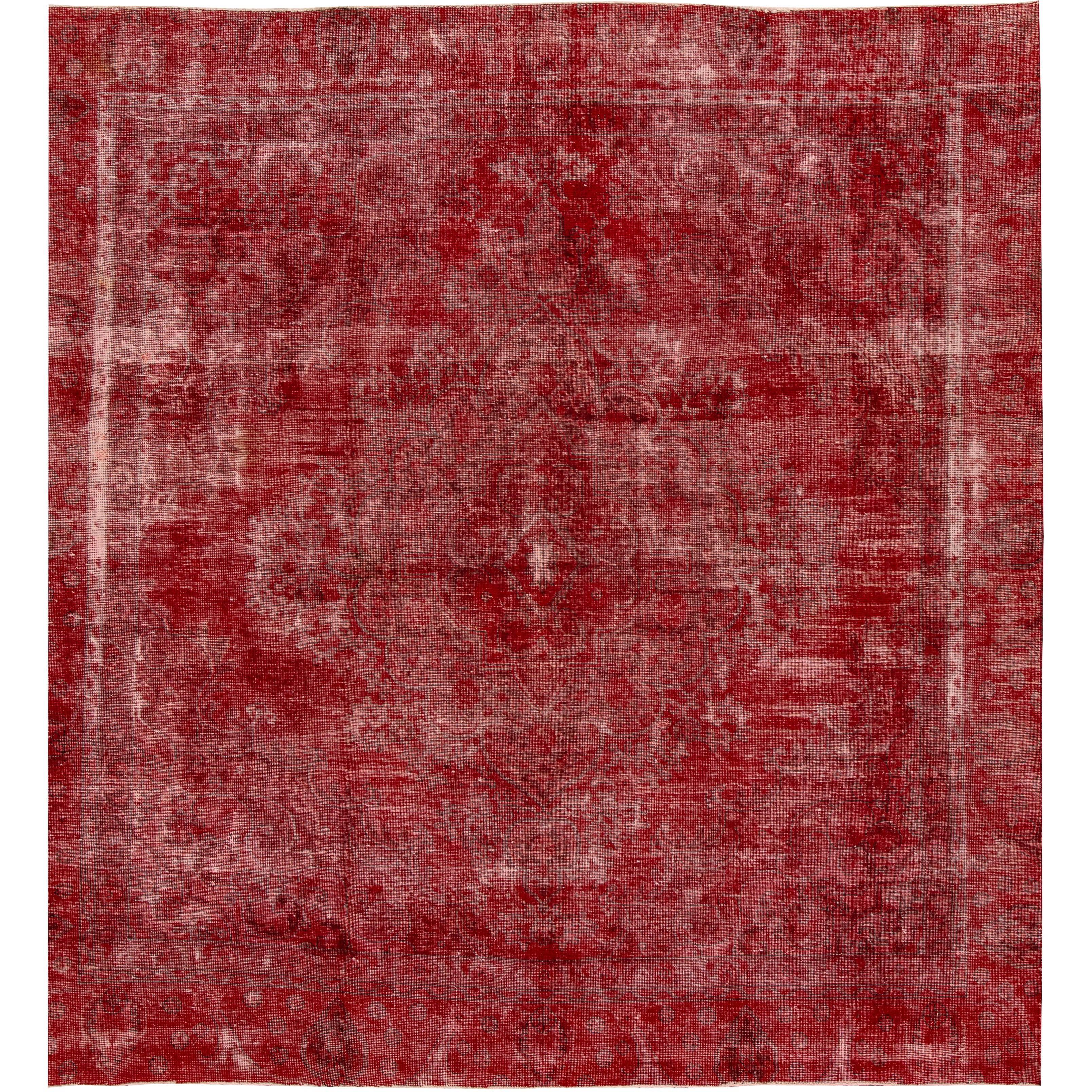Vintage Handmade Red Overdyed Wool Rug