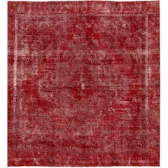 Retro Handmade Red Overdyed Wool Rug