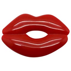 Vintage Red Oversized Lips Brooch 1960S