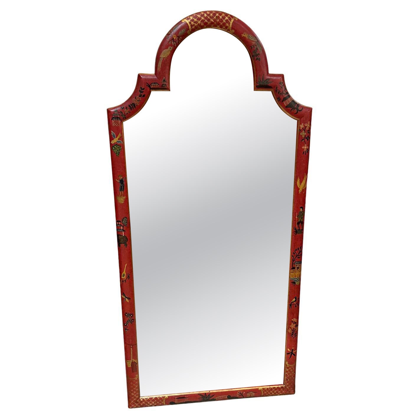 Vintage Red Painted Mirror