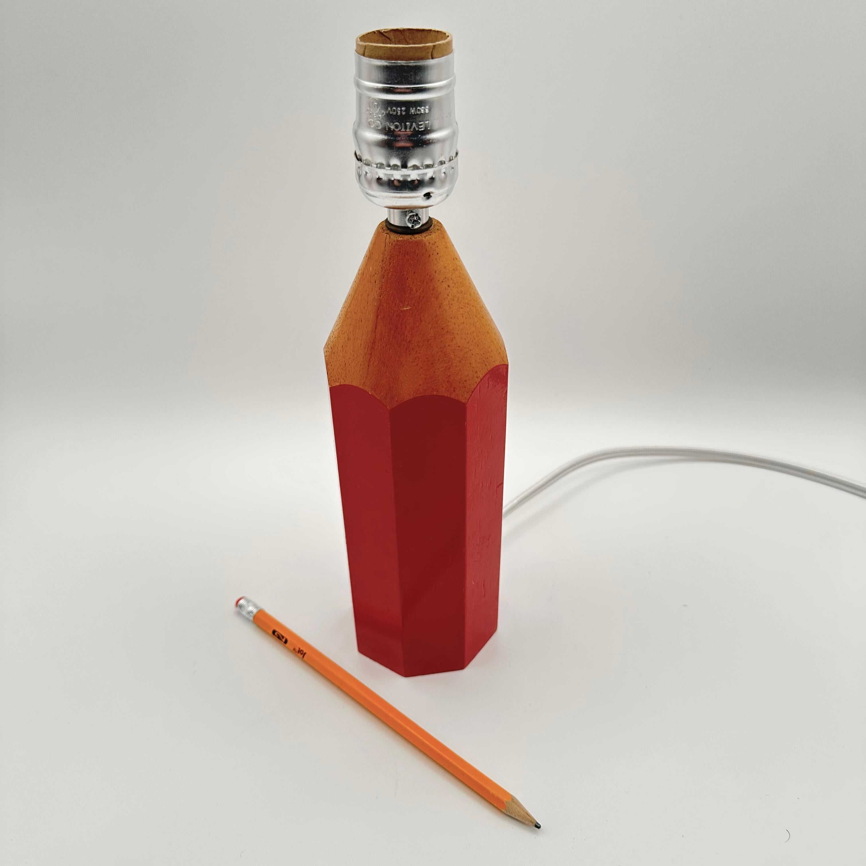 Post-Modern Vintage Red Pencil Table Lamp Pop Art Style, 1980s For Sale
