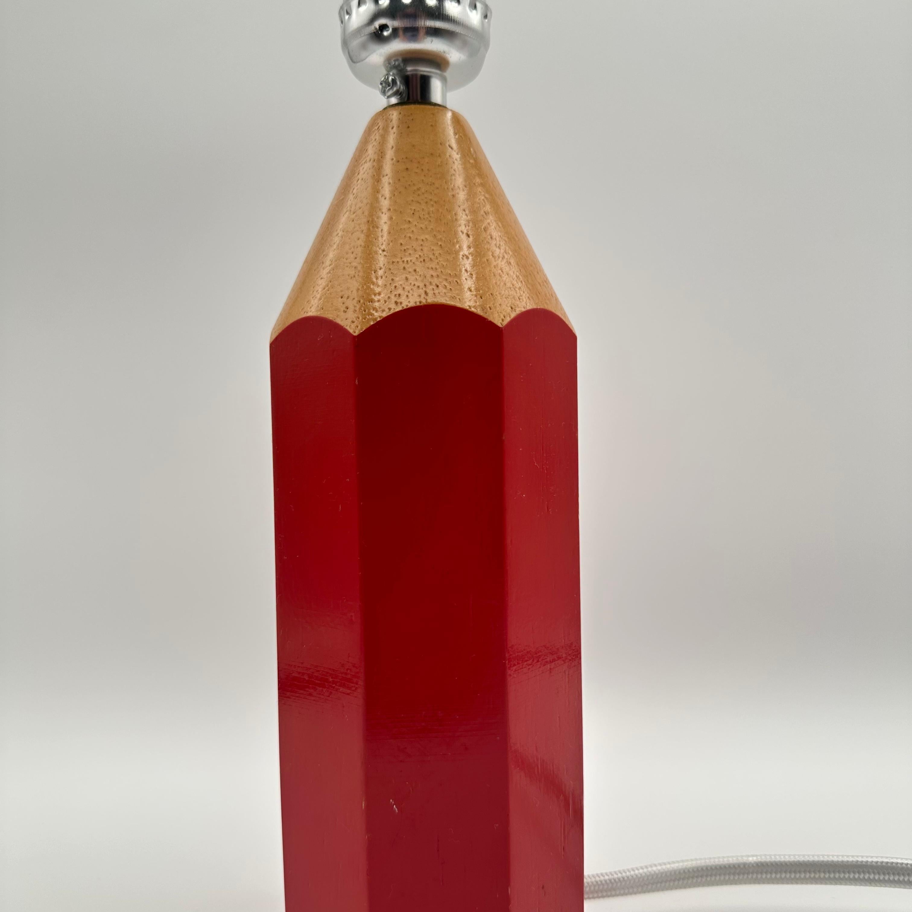 American Vintage Red Pencil Table Lamp Pop Art Style, 1980s For Sale