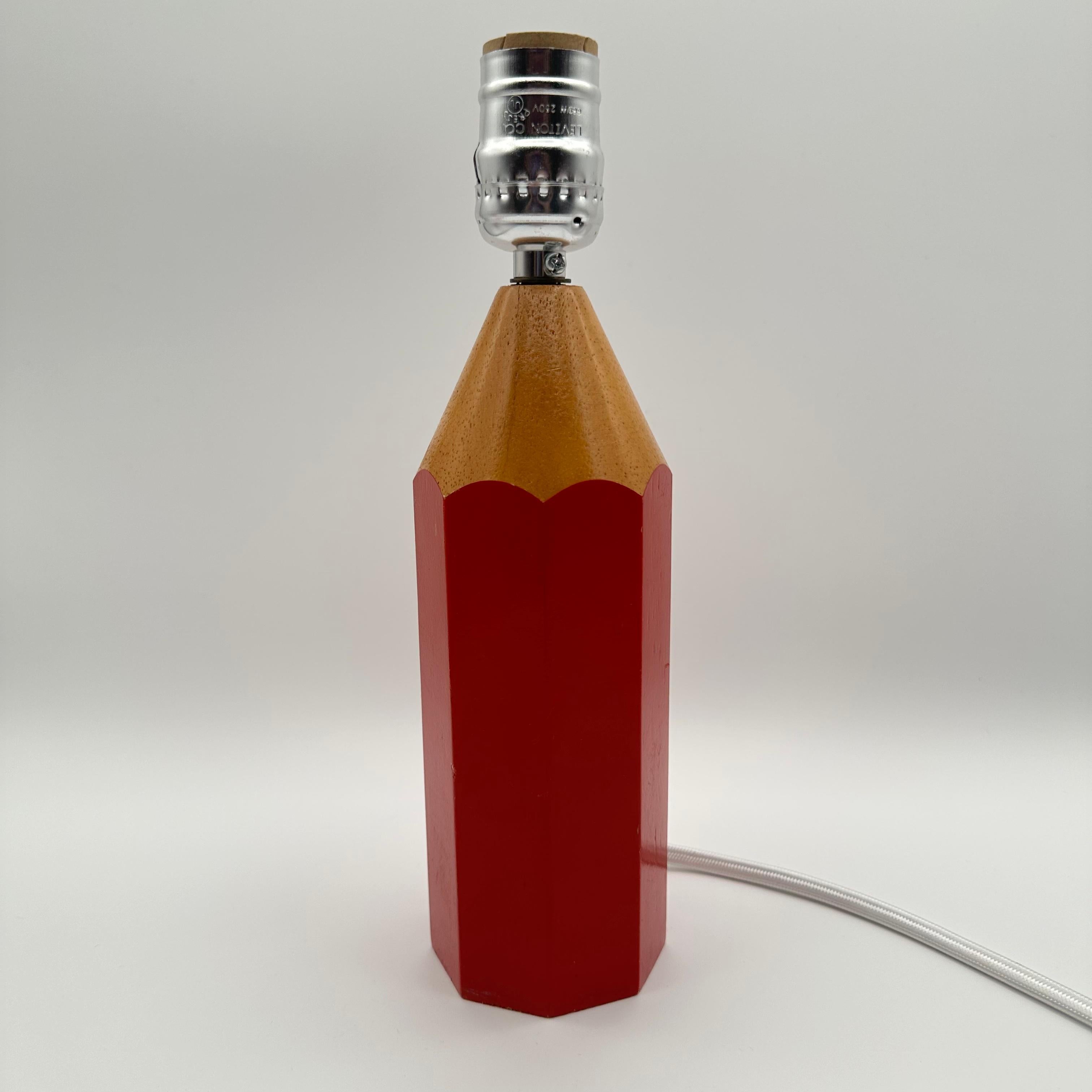 Late 20th Century Vintage Red Pencil Table Lamp Pop Art Style, 1980s For Sale
