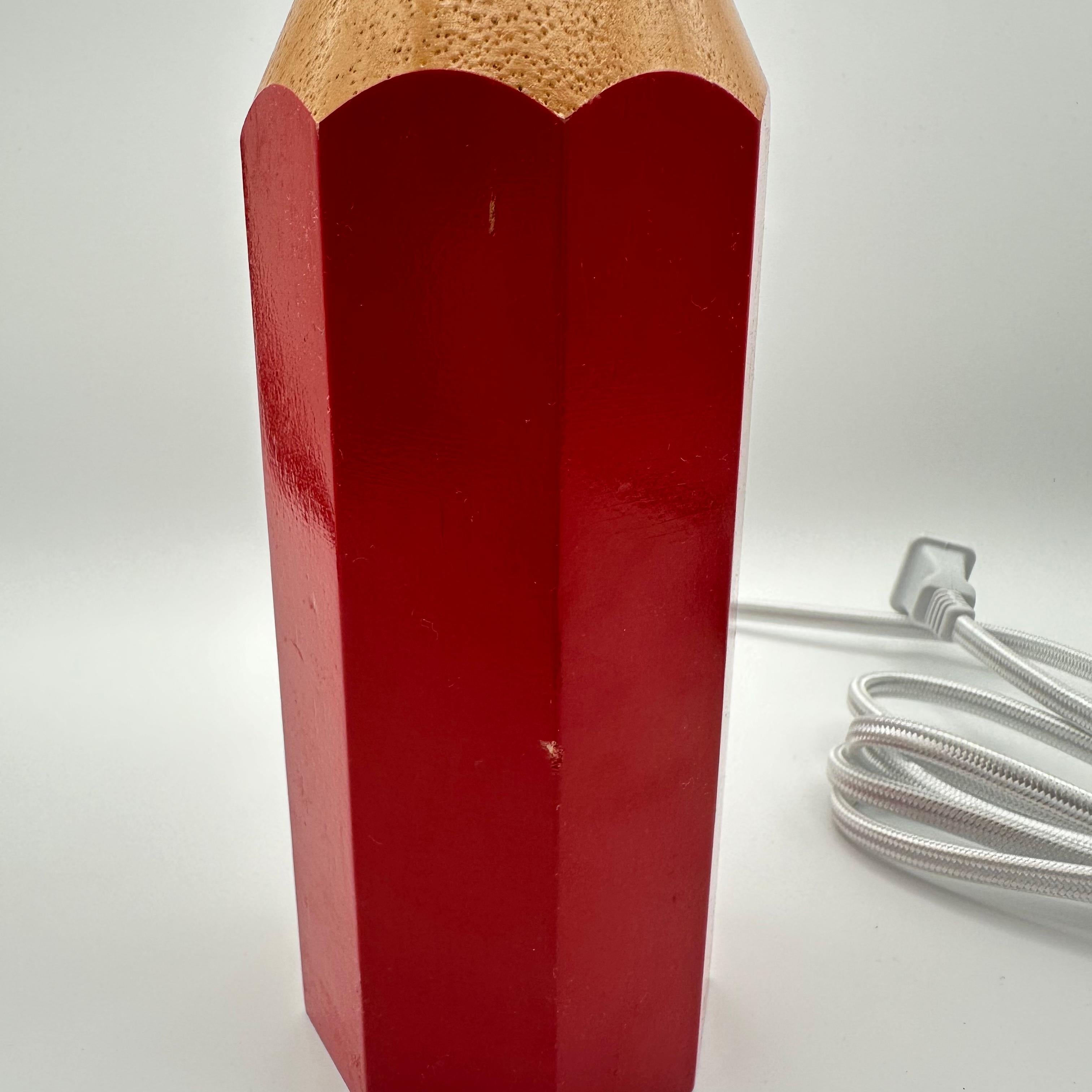 Vintage Red Pencil Table Lamp Pop Art Style, 1980s For Sale 1