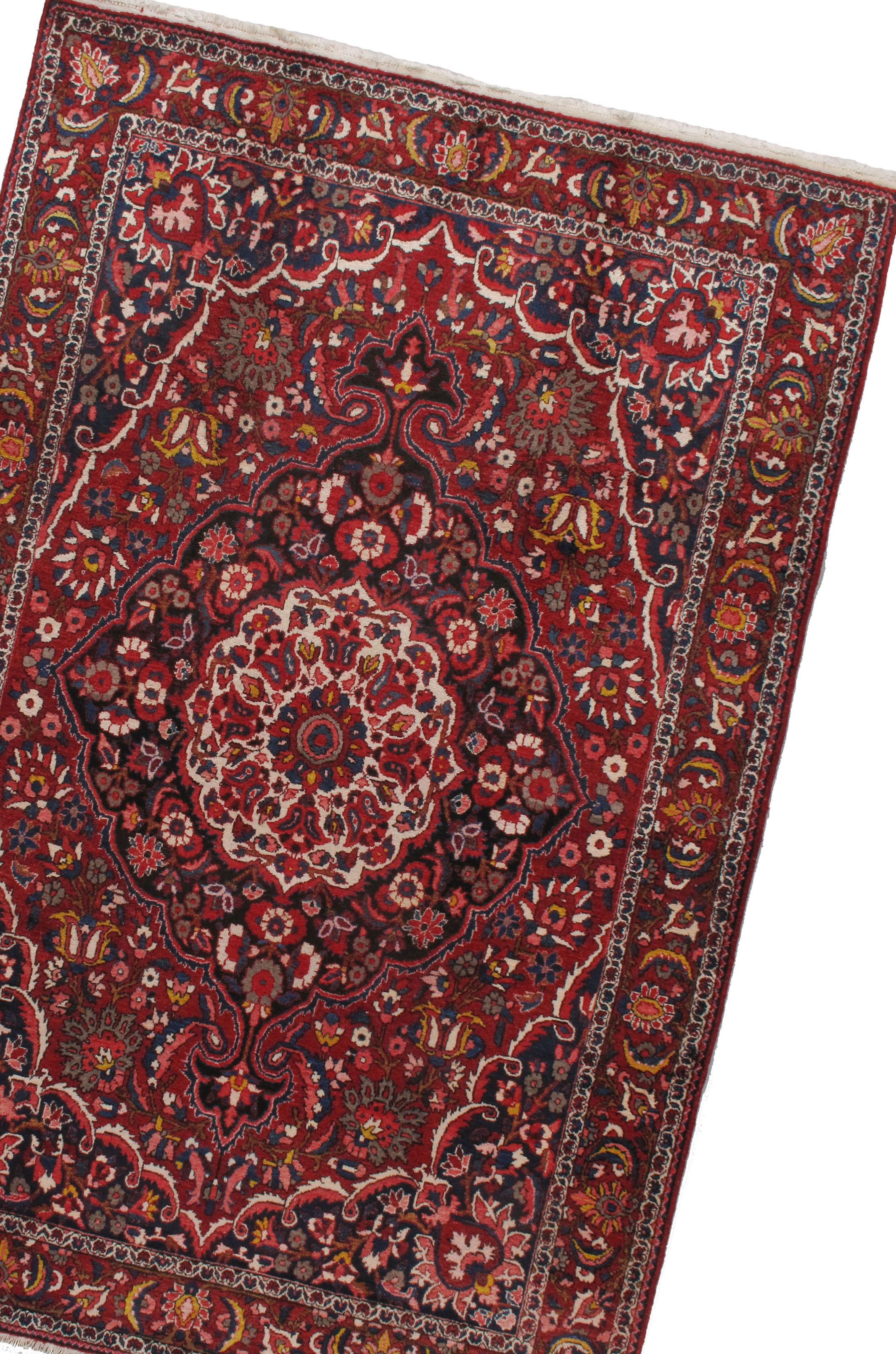 Tapis de sol persan Bakhtiari rouge vintage  6'9x10'1 en vente 1