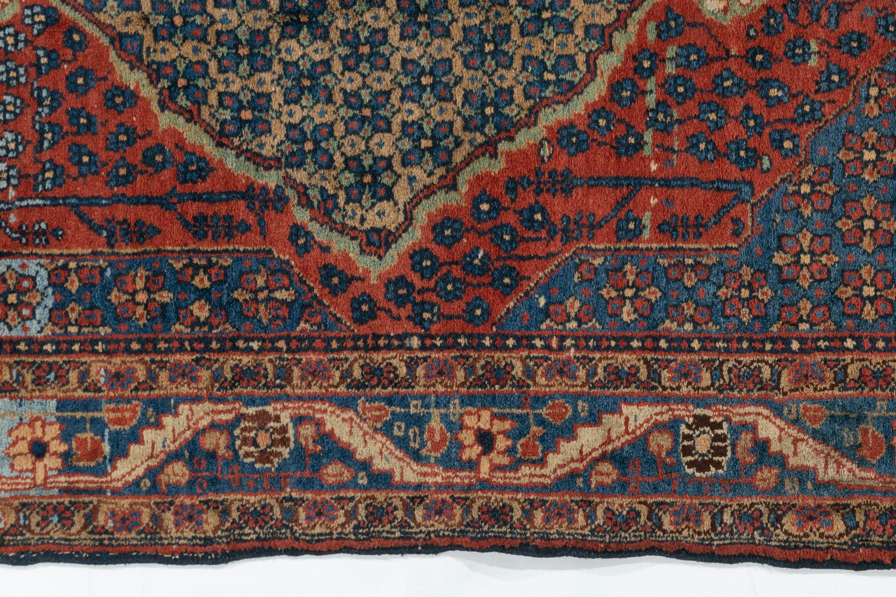 Tessuto a mano Vintage Red Persian Bidjar Runner Rug 3'3 x 13'6 in vendita