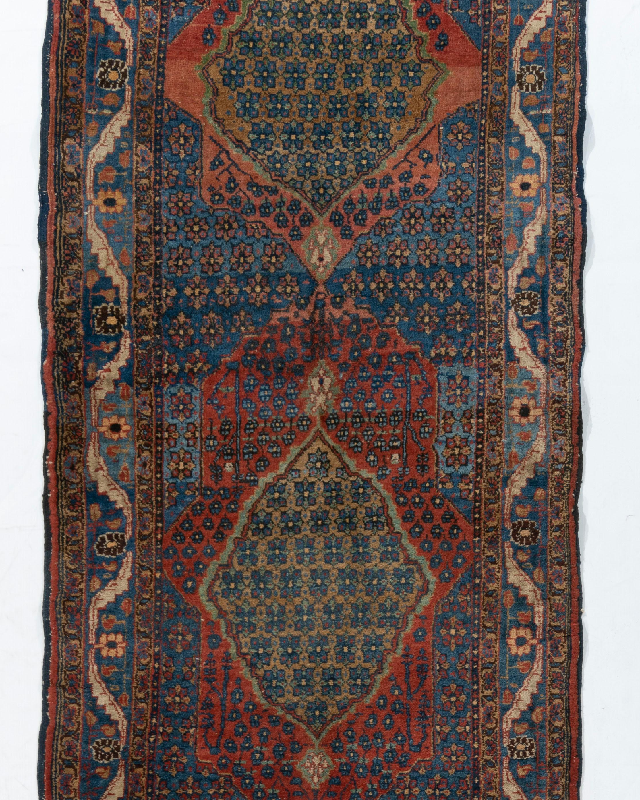 Lana Vintage Red Persian Bidjar Runner Rug 3'3 x 13'6 in vendita