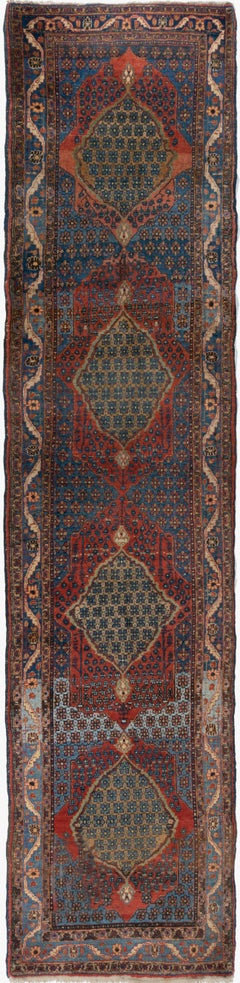 Vintage Red Persian Bidjar Runner Rug 3'3 x 13'6
